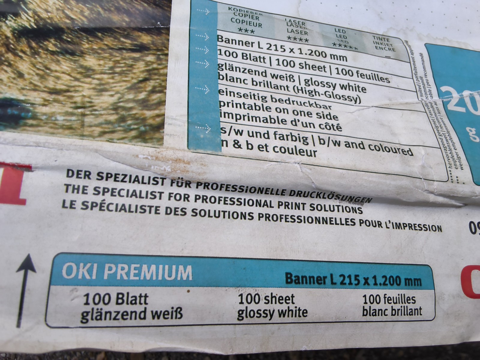 200 X OKI Banner Paper 215 X 1200mm Glossy WHITE