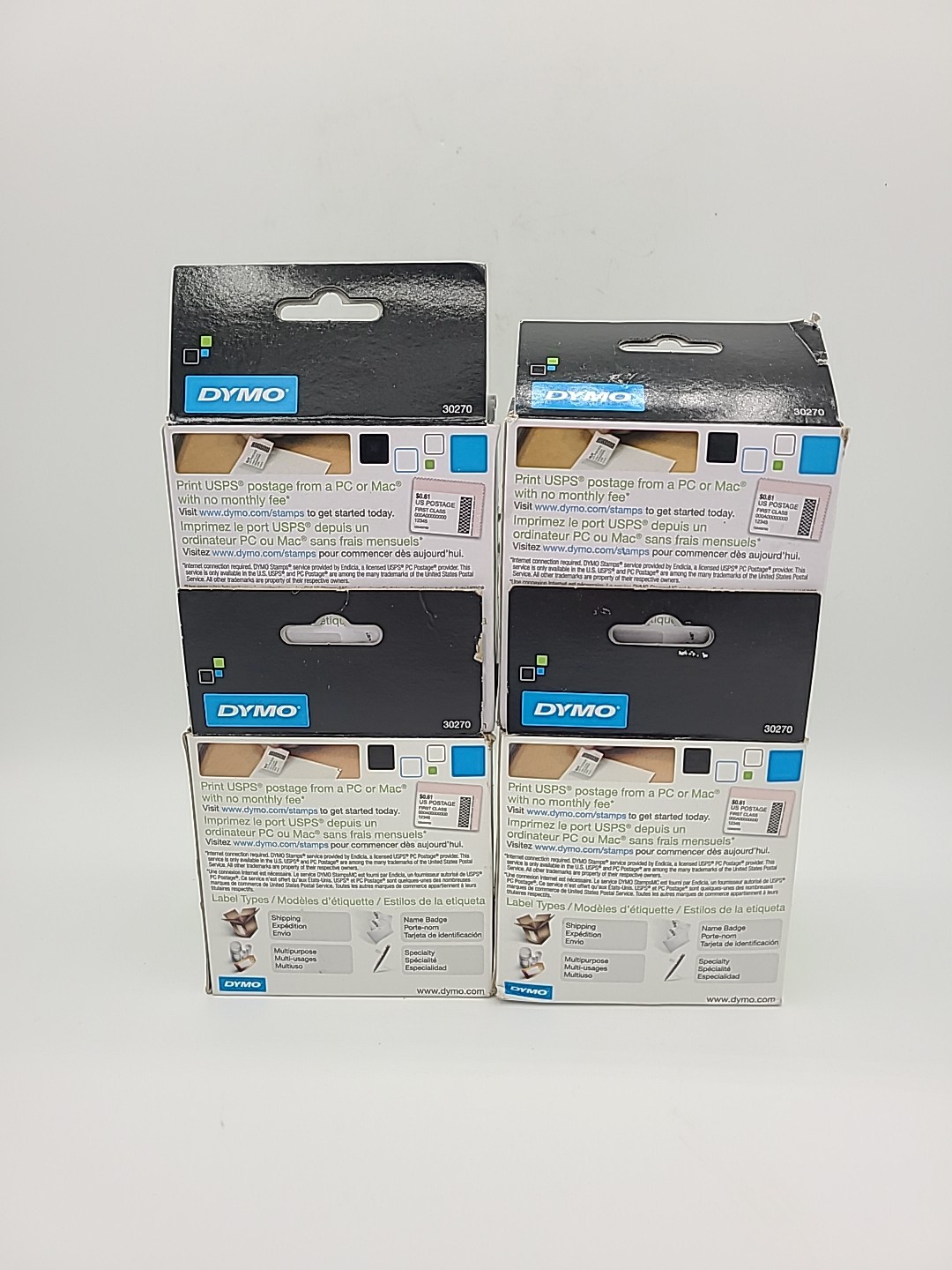 Lot (4) Genuine DYMO 30270 LW Continuous Receipt Paper White 2-1/4″ x 300′ Rolls