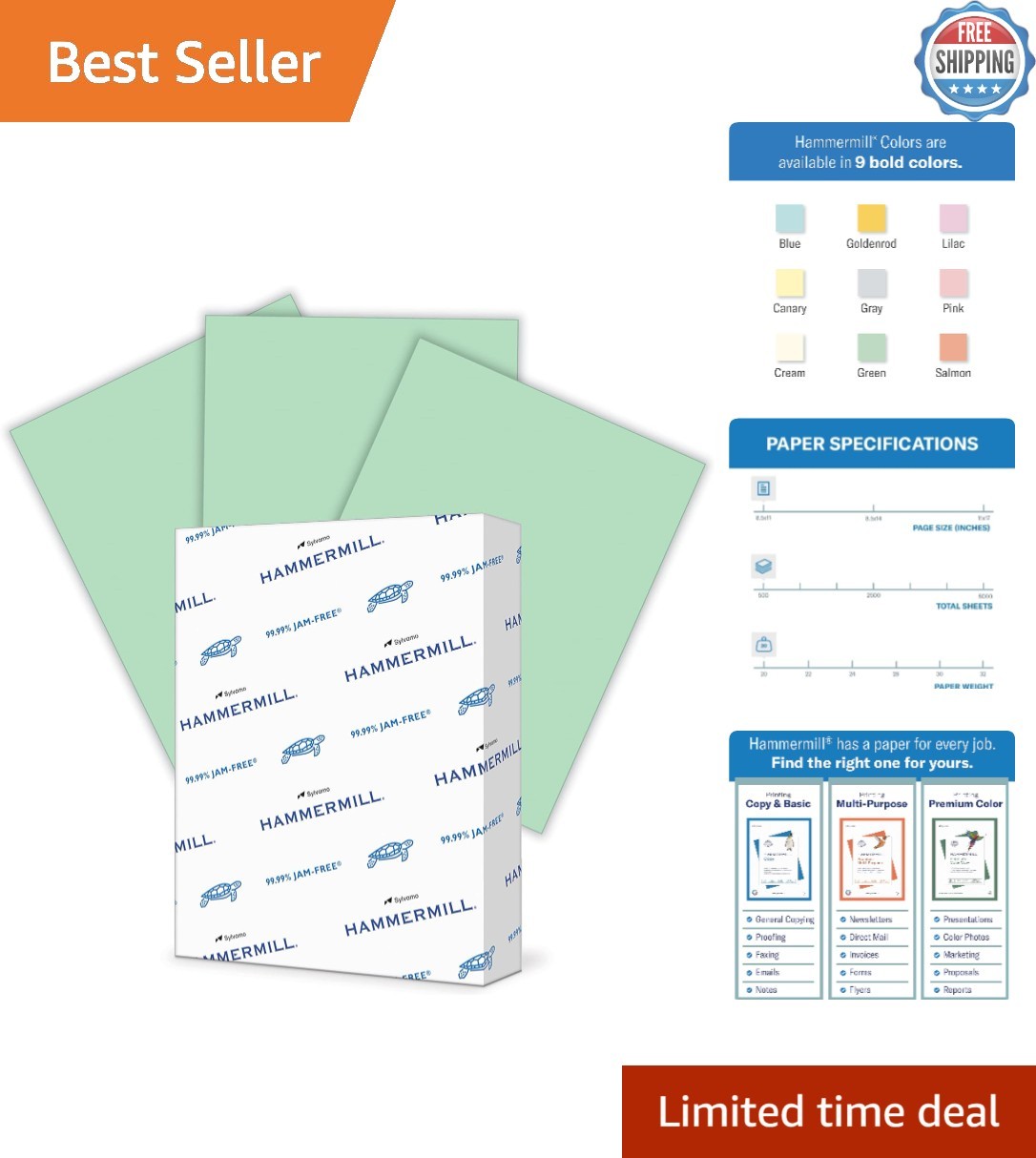 High-Quality 20 lb Green Printer Paper – 500 Sheets, 8.5×11, Sustainable Choice