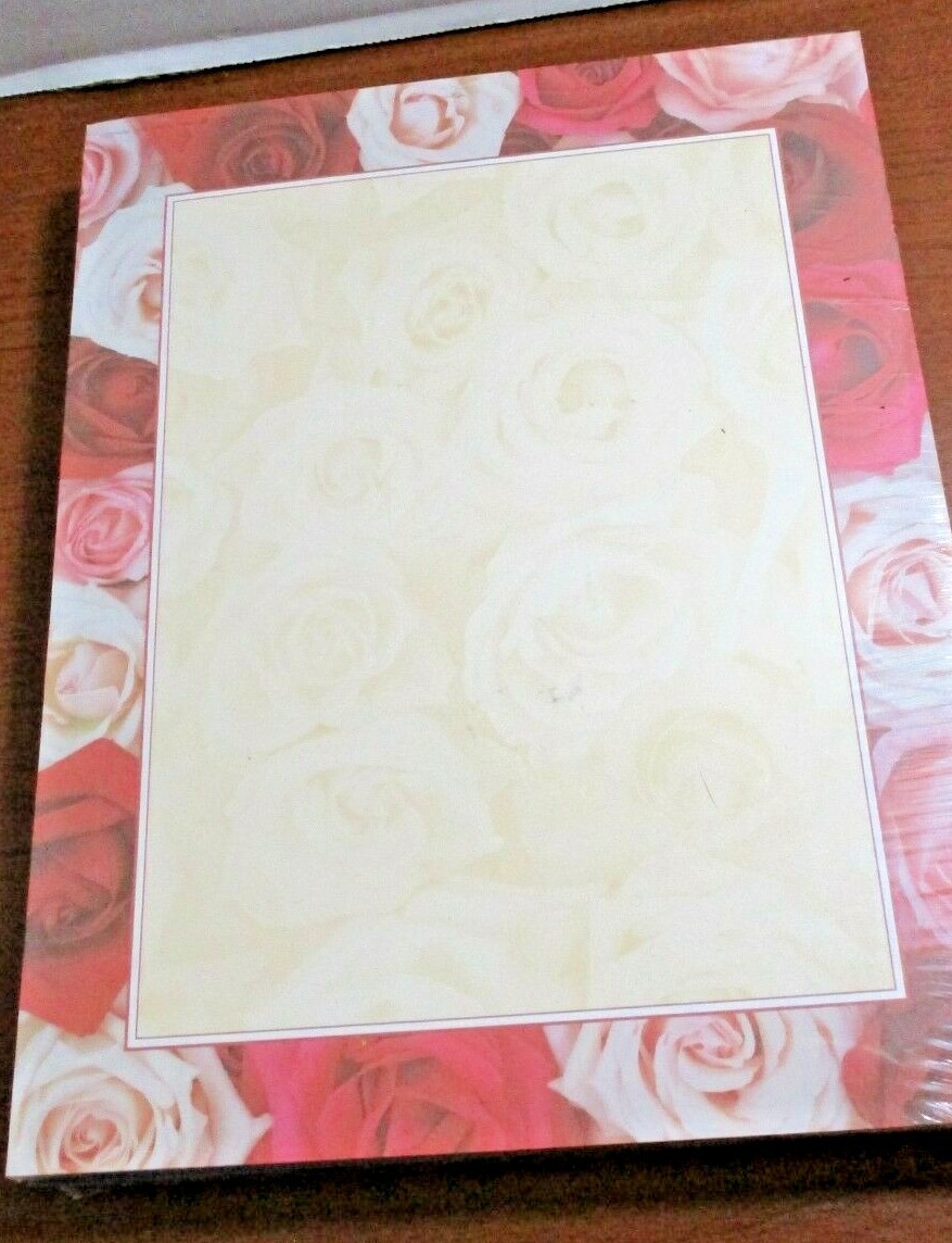 GIBSON~25 Sheets ROSES Acid Free STATIONARY COMPUTER PAPER~8.5″ x 11″~NIP