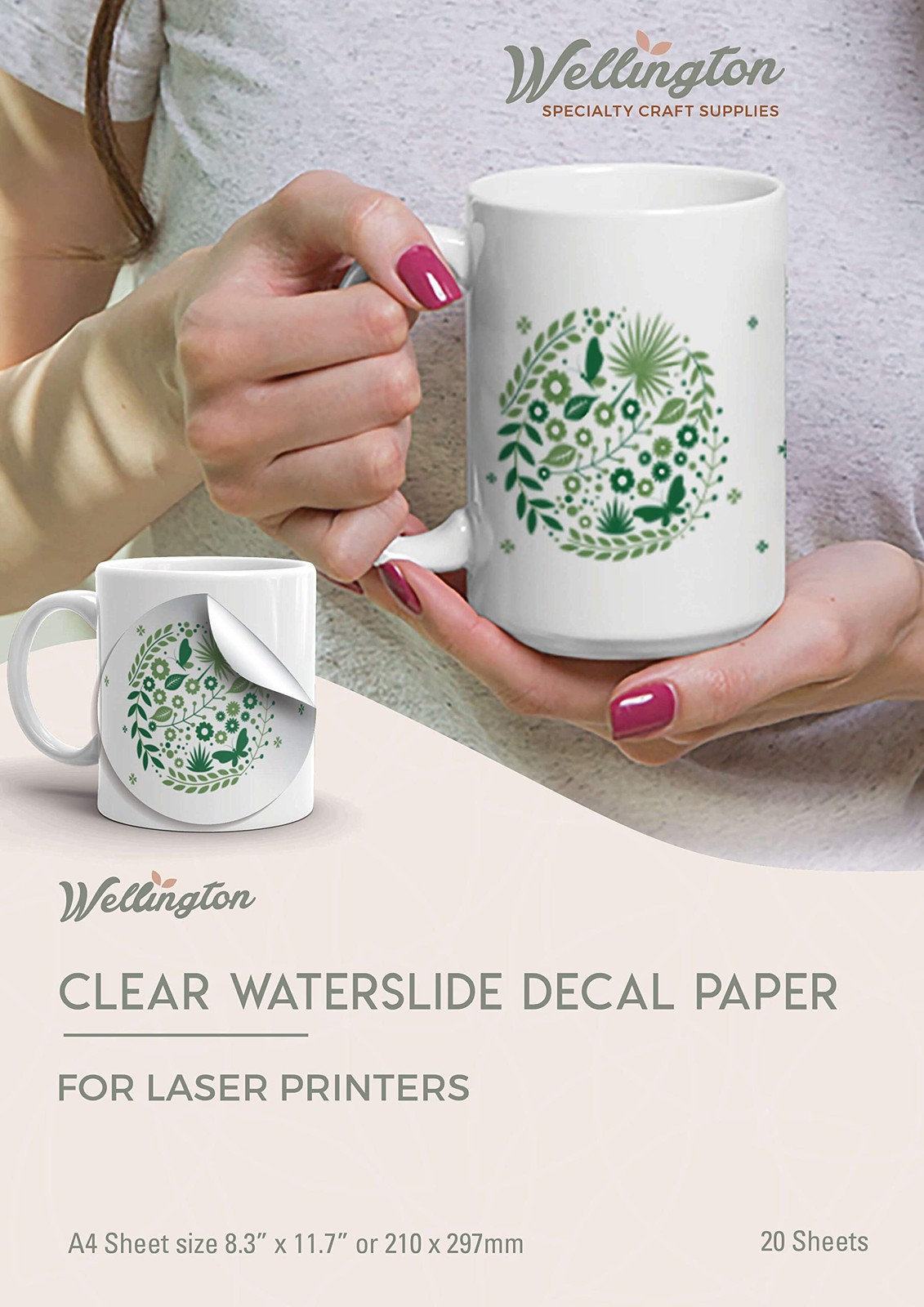 Waterslide Decal Paper Laser Clear 20 Sheets A4 Size, DIY Transfer Printable