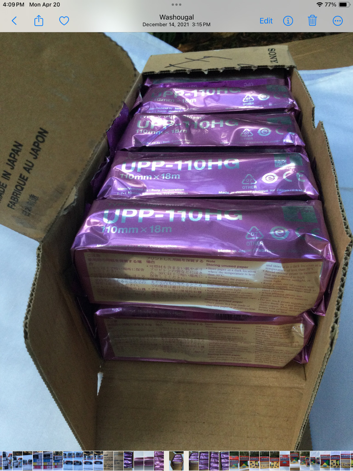 5 Rolls UPP-110HG High Gloss Ultrasound Paper Type V, UPP-110HG Sony Compatible