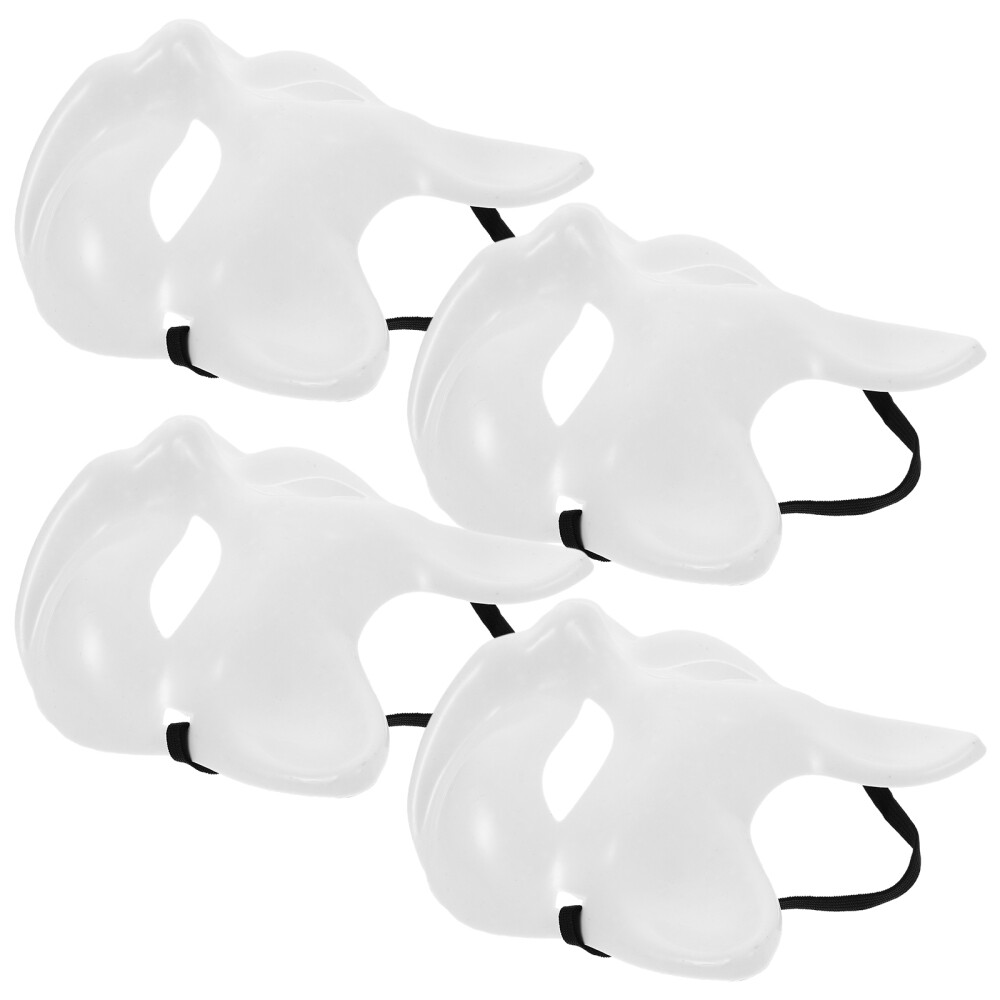 4PCS Blank Masks DIY White Mask Fox Unpainted Animal Masquerade Costume