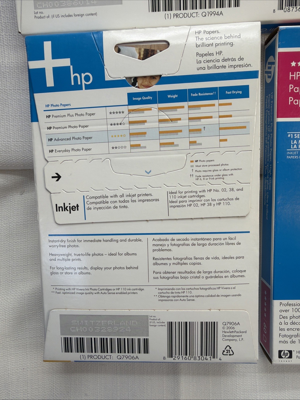 Genuine HP Premium Plus Photo Paper LOT Sheets New 4×6 5×7 8.5×11 LOT of 7 Boxes