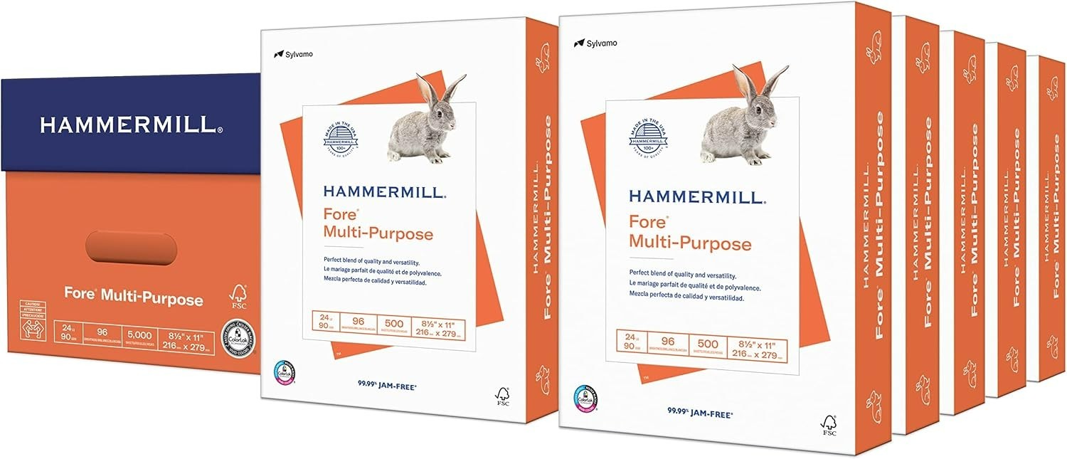 High-Quality 24 lb Copy Paper, 8.5 x 11 – 5,000 Sheets with ColorLok Technology