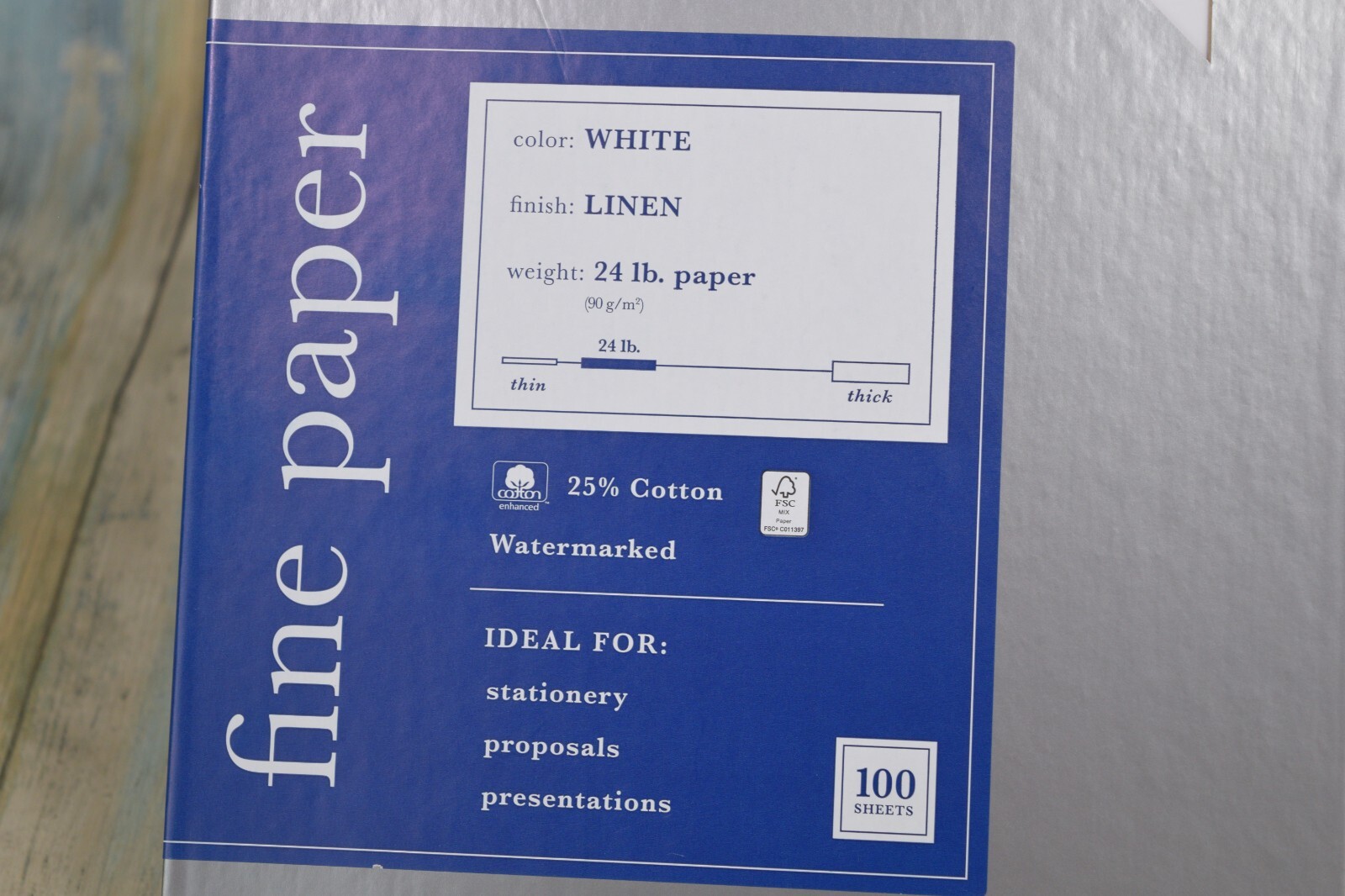 Southworth Fine Business Paper White Linin 100 Sheet 24lb Watermarked 25% Cotton