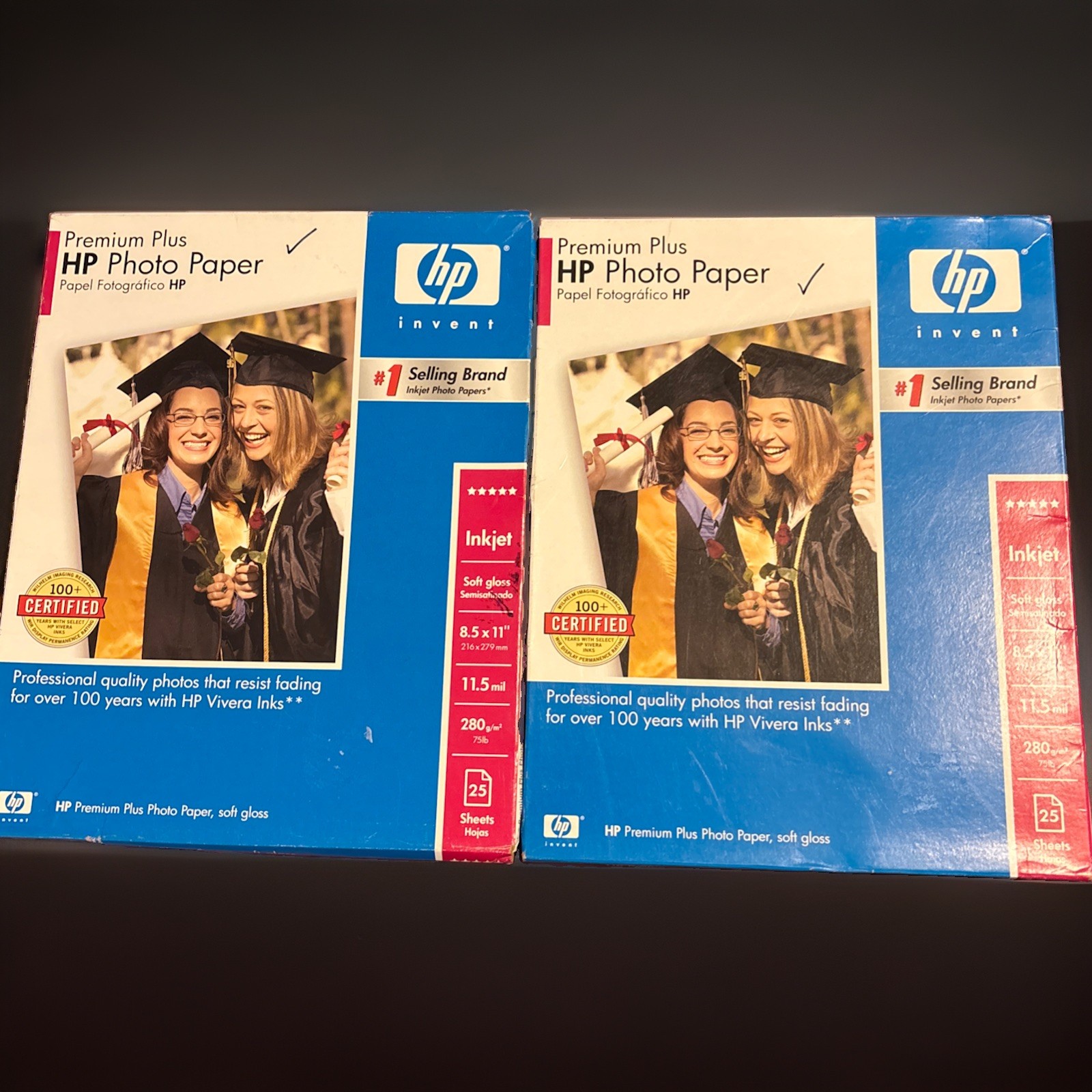NEW 2PK HP Premium Plus Photo Paper, 25 Sheets, Soft-Gloss, 8.5 x 11- Sealed