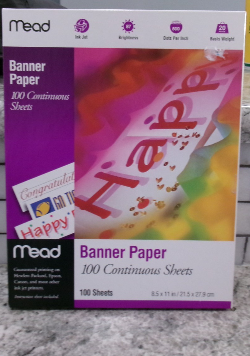 Mead Banner Paper, For Inkjet Printers, For Long Banners, 100 Continous Sheets