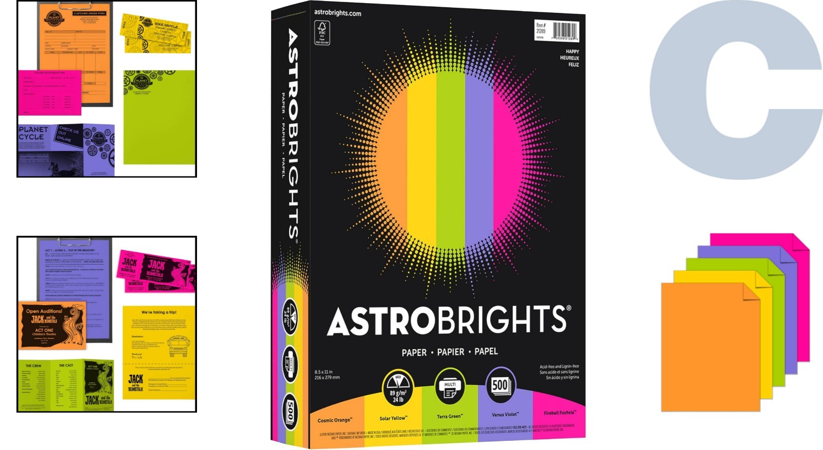 Astrobrights Bright Color Paper 8.5×11”, 24 lb, 500 Sheets for Vibrant Printing