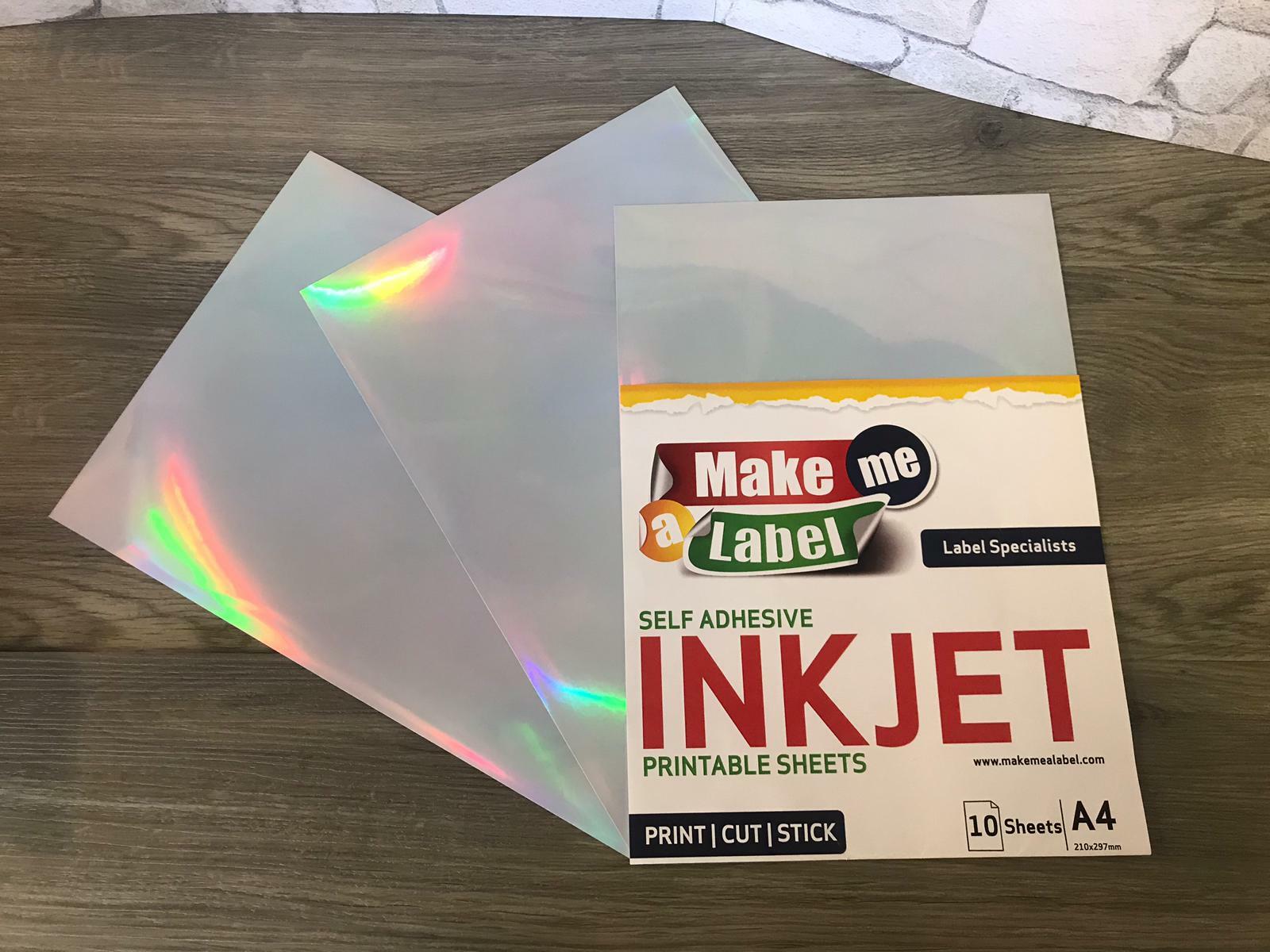 10 A4 Premium HOLOGRAPHIC Self Adhesive INKJET Printable PP Film Sticker Sheets