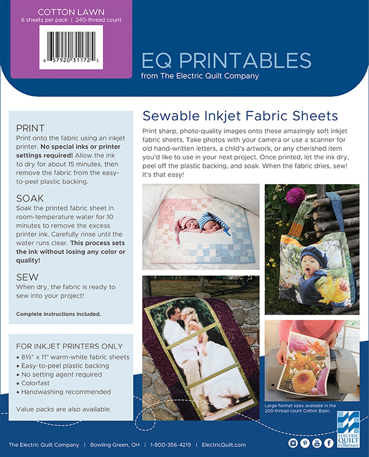 Printables Inkjet Cotton Lawn Printable Fabric Sheets Craft Project 6 PCS