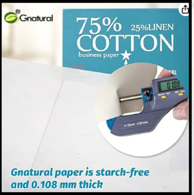 75% cotton 25% linen paper85gsm inkjet printing paper8.5×11 white color get