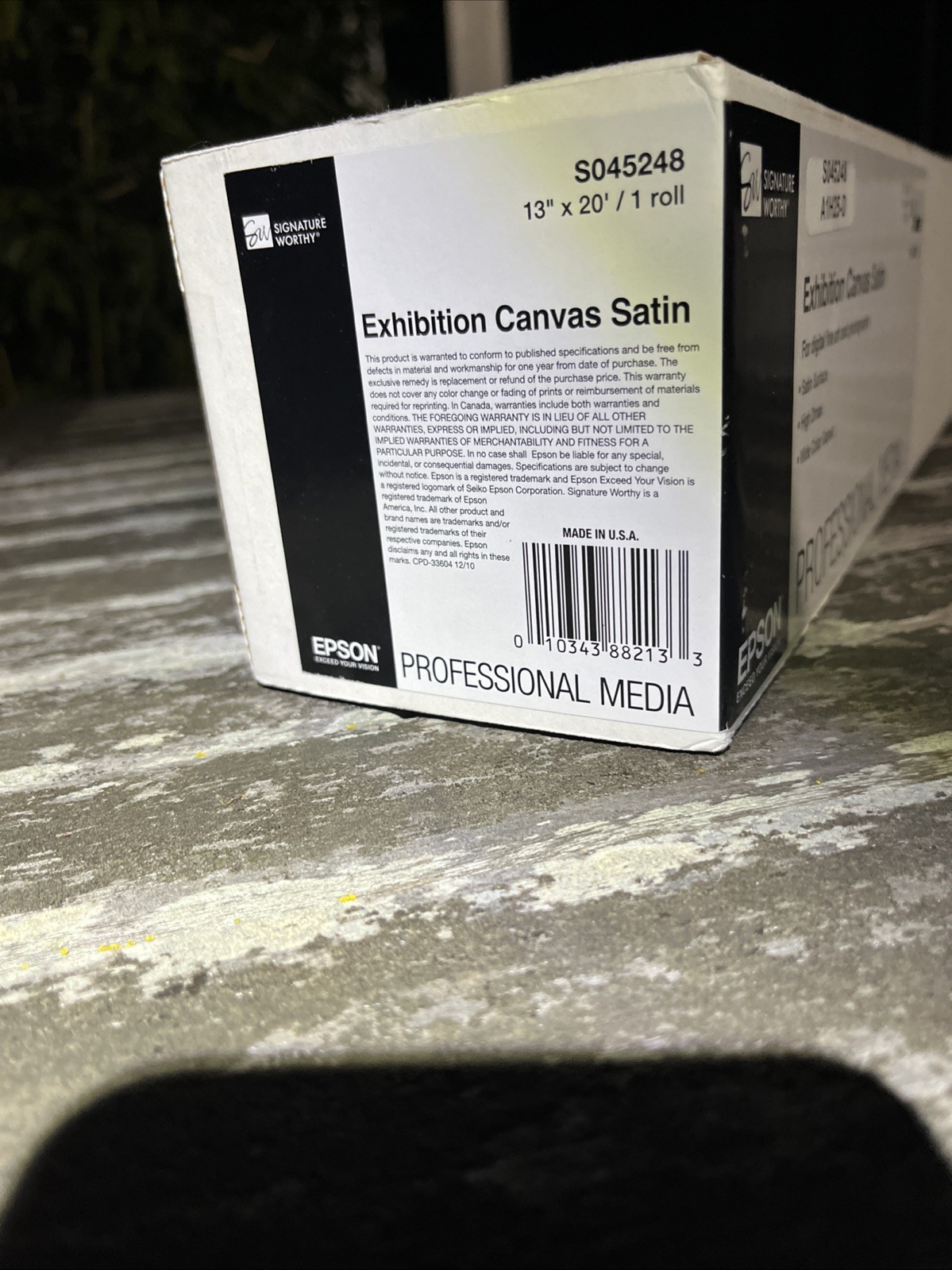 Epson Exhibition Canvas Satin S045248 13″ x 20′ Roll Archival Inkjet Paper Roll