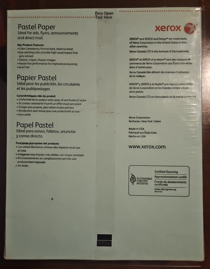 Xerox 3R05857 Multipurpose Pastel Colored Paper, 20-lb, Letter, Green, 500