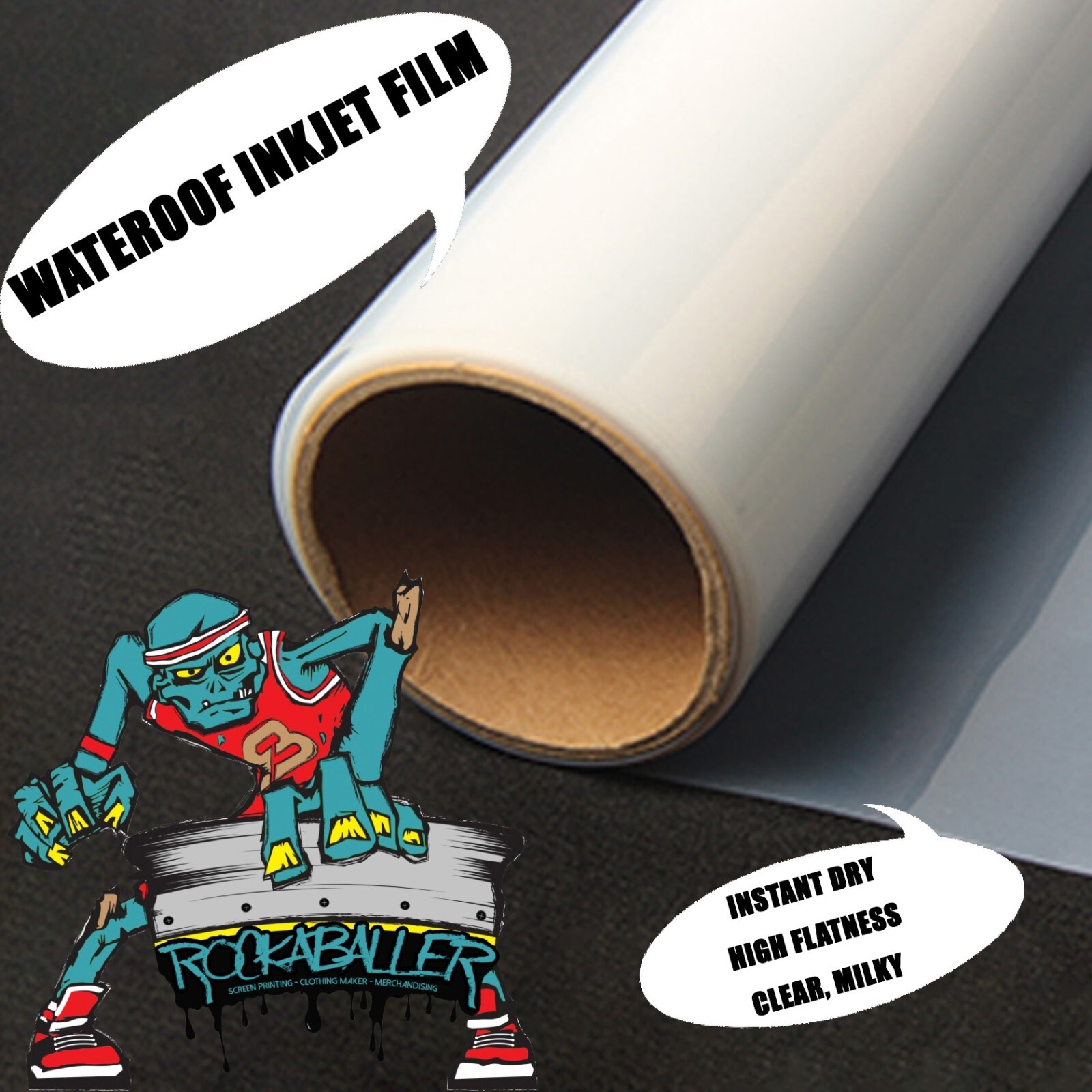 24″x100ft，2 Rolls，Premium Waterproof Inkjet Milky Transparency Film Paper