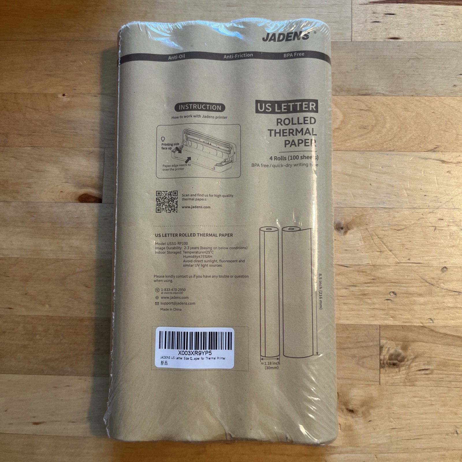 JADENS US Letter Size Quick-Dry Thermal Printer Paper 4 Rolls, Quick-dry