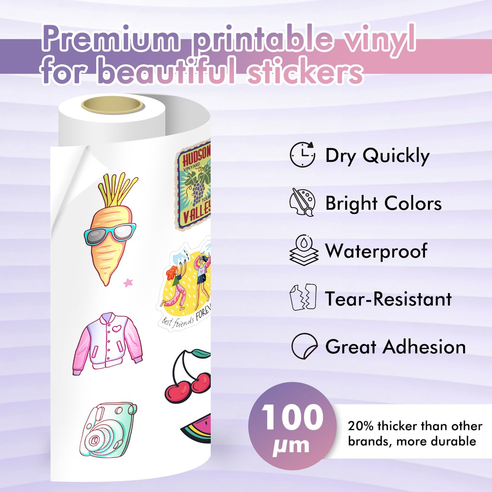 Koala Printable Vinyl Sticker Paper Roll for Inkjet Printers, 13 inch x 32.8