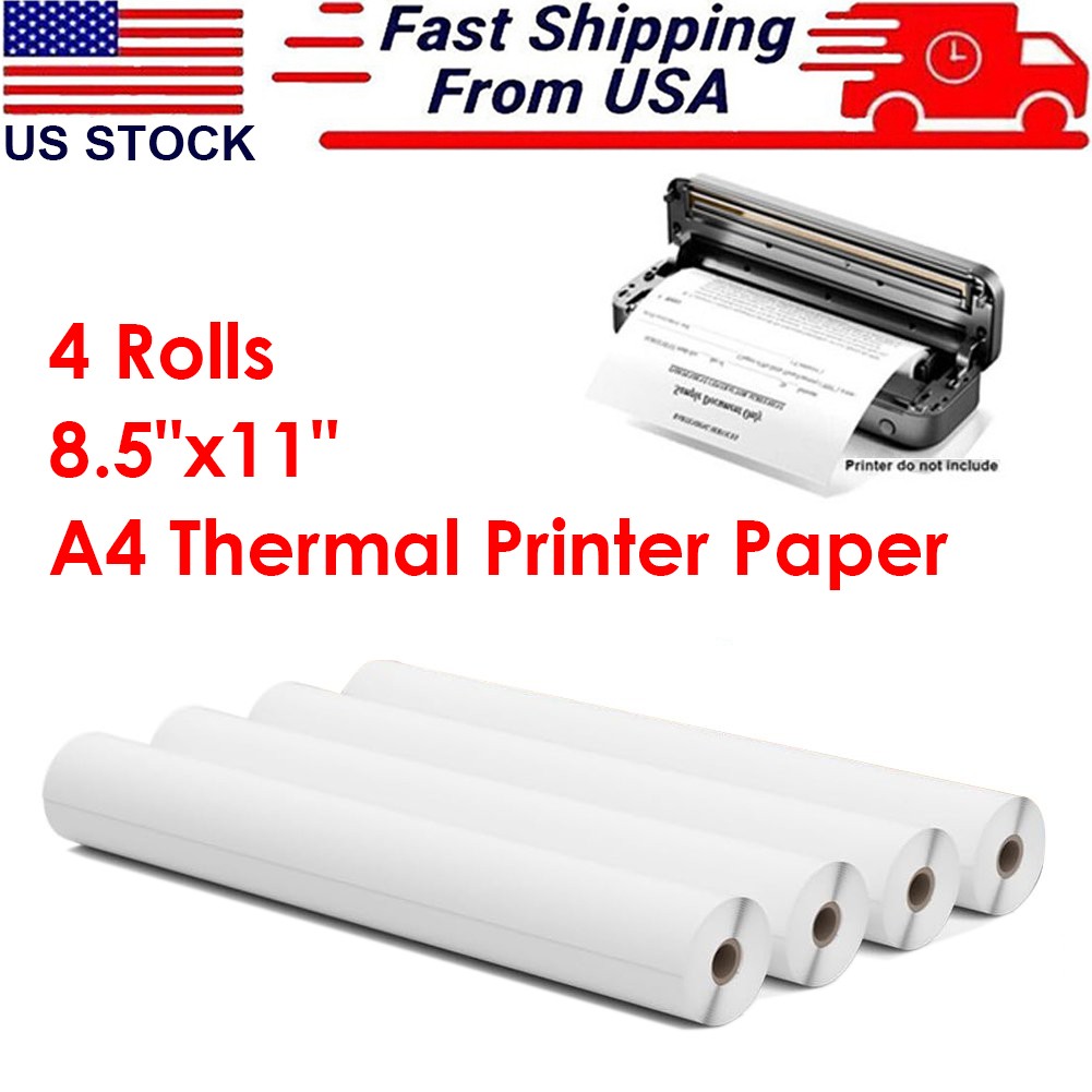 4 Rolls US Letter Size Thermal Printer Paper 8.5”X11” Quick-Dry Thermal Paper
