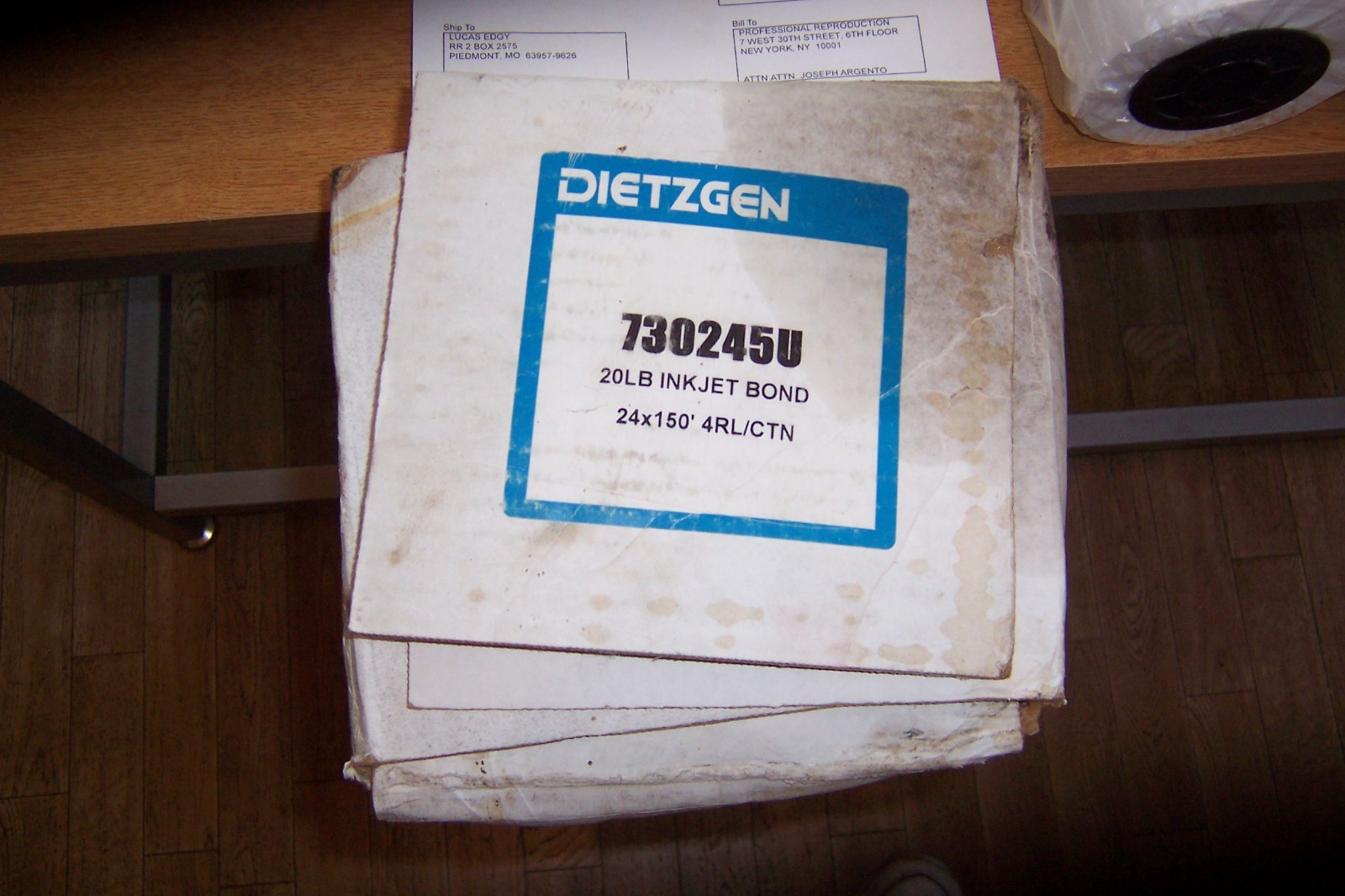 Dietzgen 4 Rolls 24” X 150′ 20lb Ink Jet Bond Paper New in Box