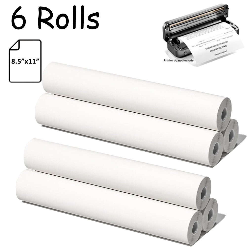 6Rolls Thermal Paper 8.5″ x 11″ US Letter Portable for Phomemo M08F M832 M834 A4