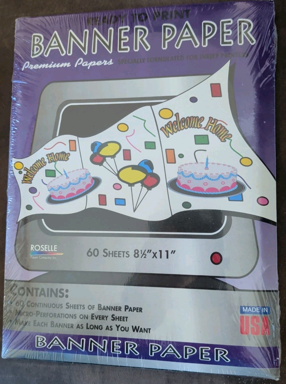Inkjet Printer Banner Paper 60 Continuous Sheets 8.5″ x 11″ Sealed Multi Use