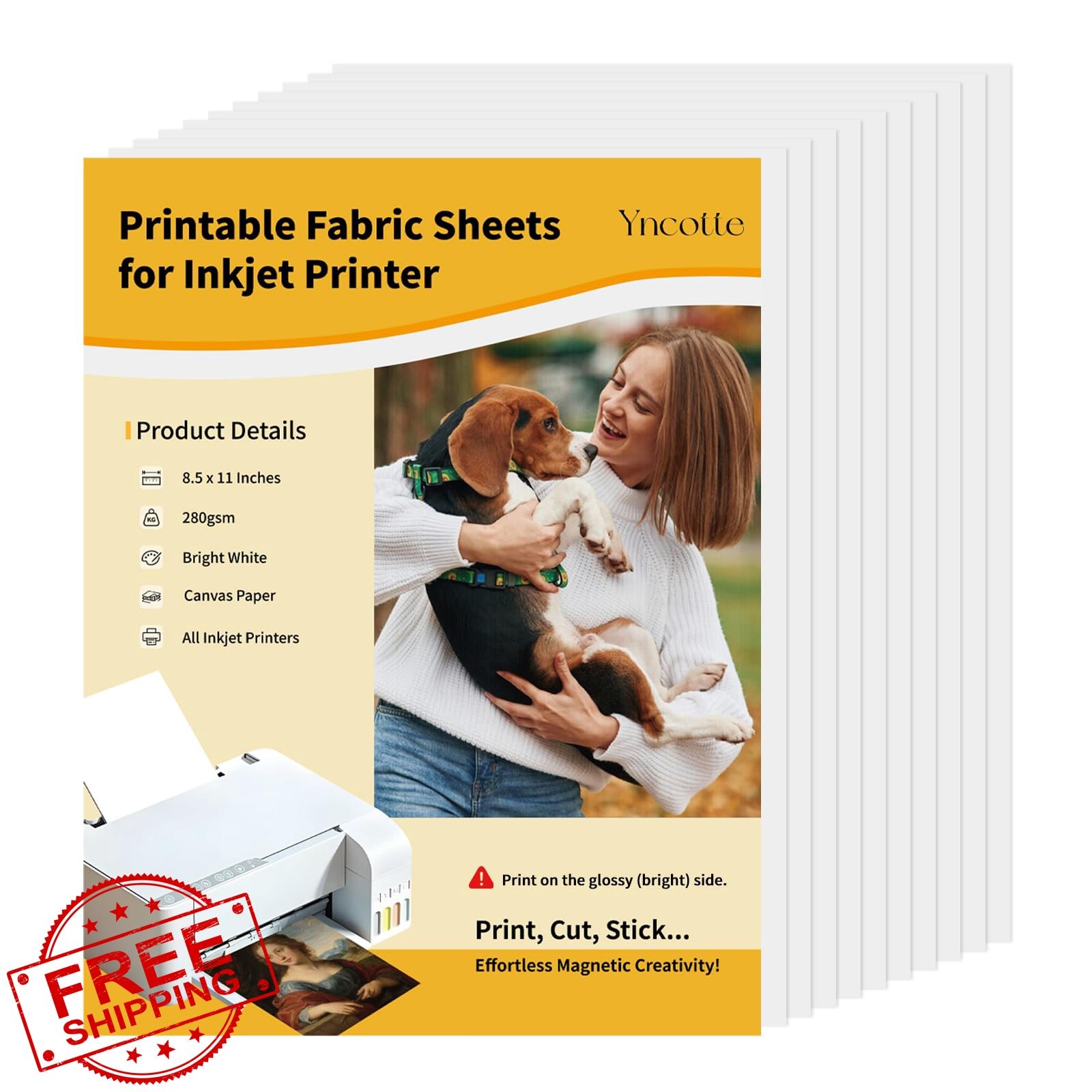 Yncotte 10 Pk Canvas Printer Paper, 8.5×11″, Inkjet Fabric