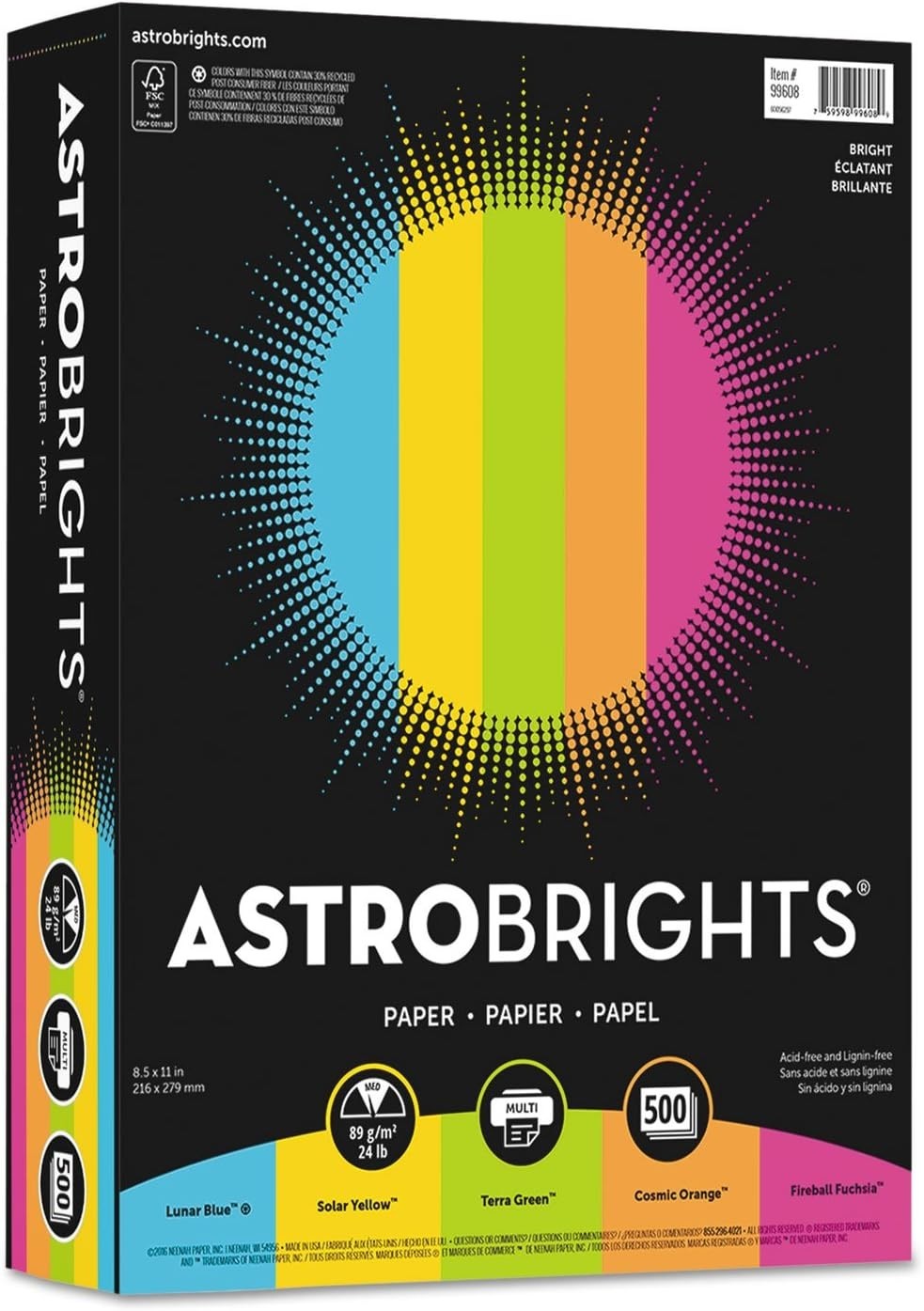 Astrobrights 500 Count Color Paper – Thick 24 lb Sheets for Bleed-Free Printing