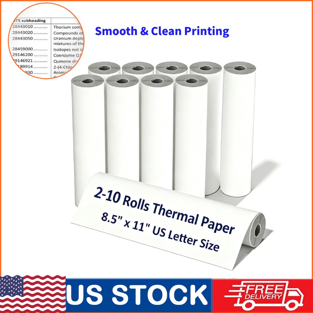 2-10 Rolls Thermal Printer Paper 8.5″x11″ US Letter Size Quick-Dry for M08F M832