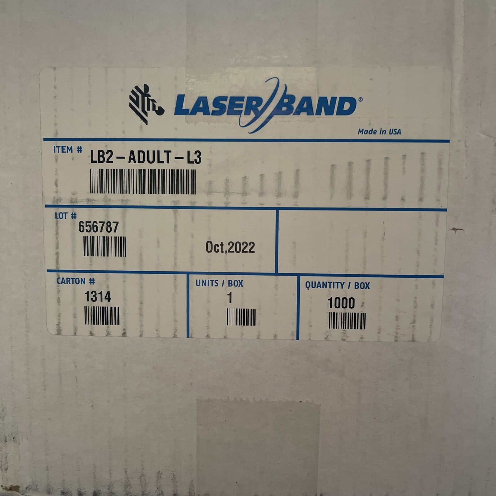 2 box Zebra Laserband Adult Wristband ZEBRA LB2-ADULT-L3, 1000/box, Total 2,000