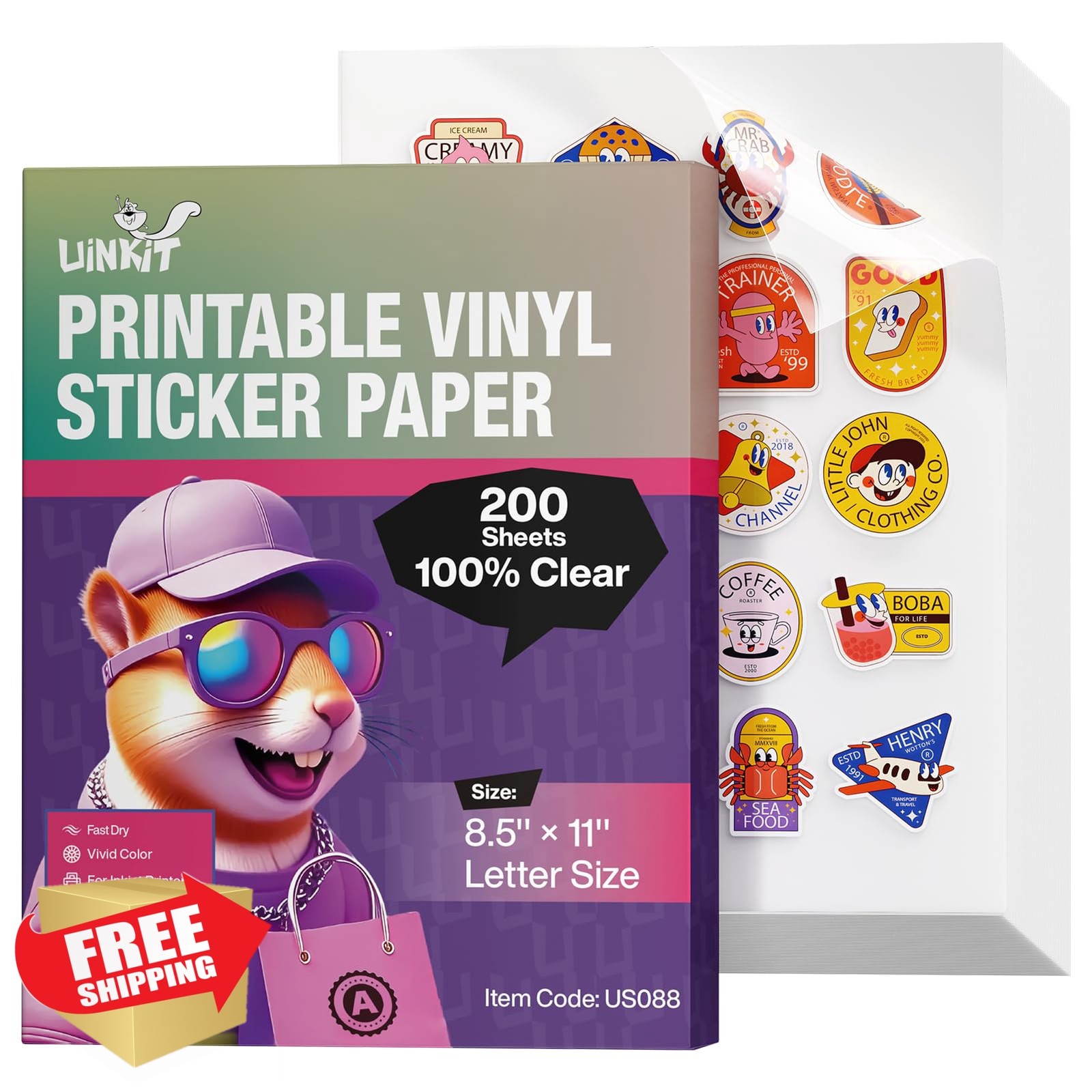 Uinkit 200 sheet 100% clear A4 label paper