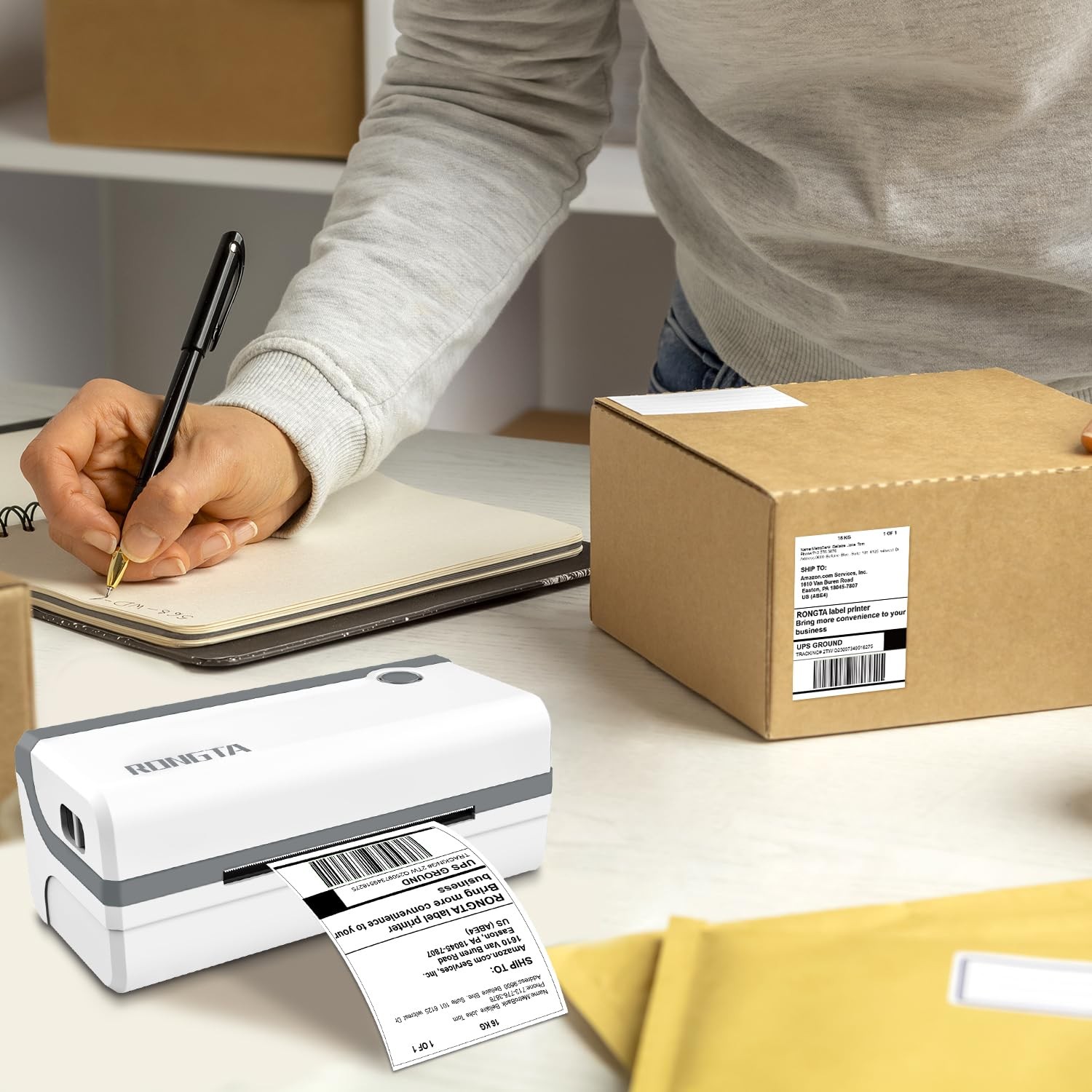 Rongta Bluetooth Thermal Shipping Label 8.66 x 4.13 x 3.54 inches, White