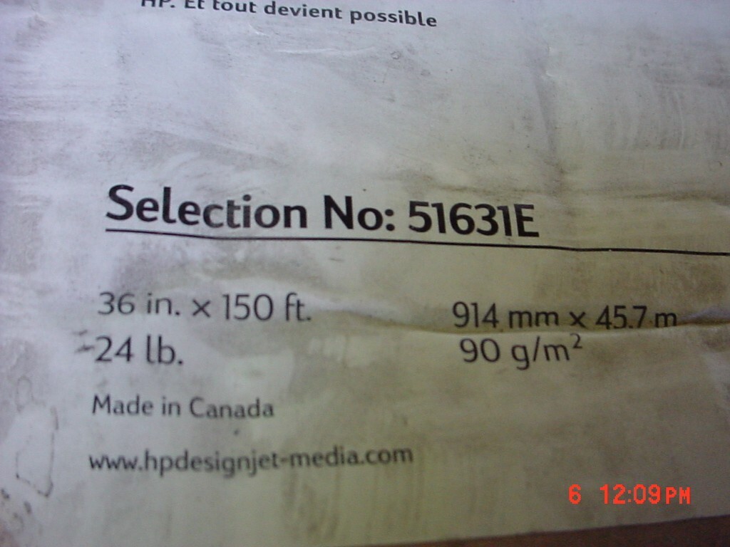HP 51631E 36″ x 150 ft roll Special Inkjet Paper New in Box