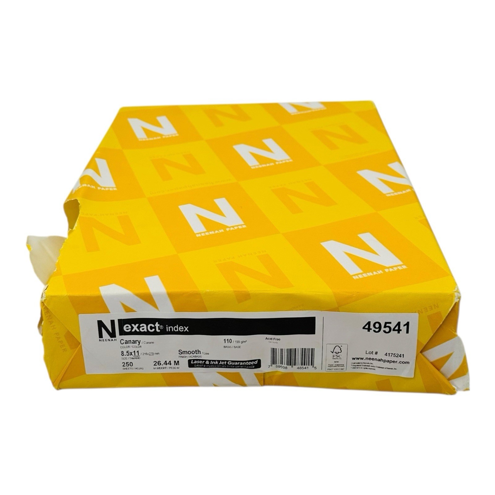 250 Sheets Neenah Exact Index 8.5″ x 11″ Canary Printer Paper 110 Basis