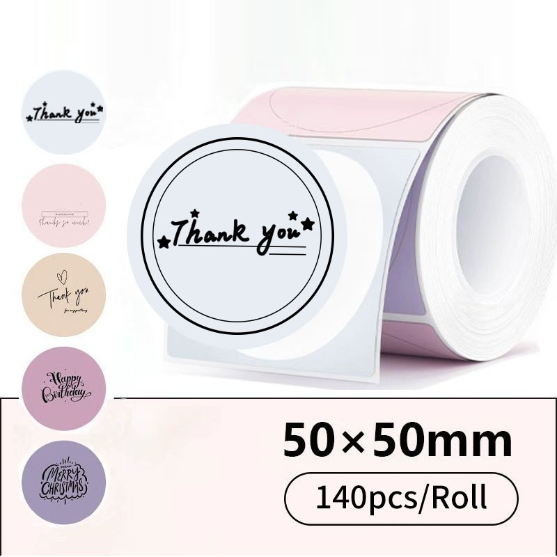 2” Color Cyclic Round Thermal Labels Adhesive Gift Card Printable Sticker Paper