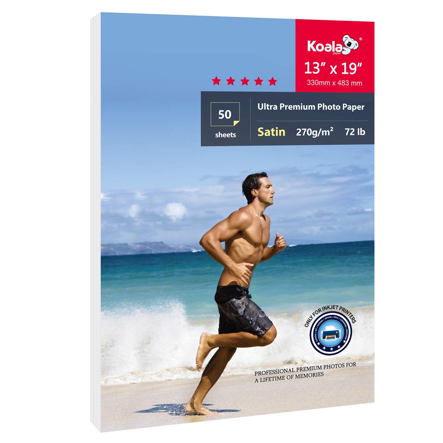Koala Ultra Premium Satin Photo Paper Inkjet 13×19″ 72lb 50 Sheets Kit