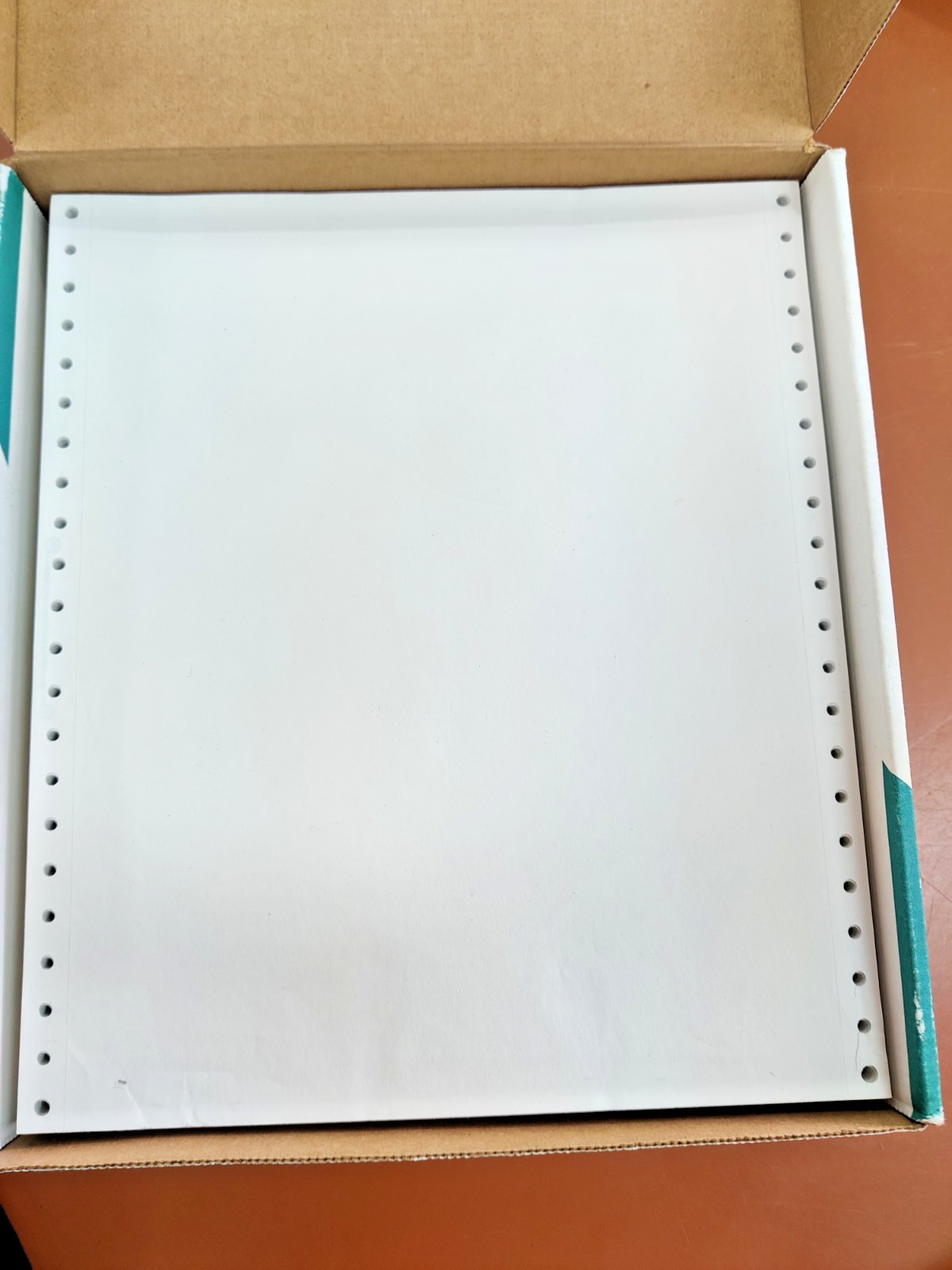 Vtg Dot Matrix Continuous Feed Printer Paper 9.5″x 11″ Abt 350 Sheets White