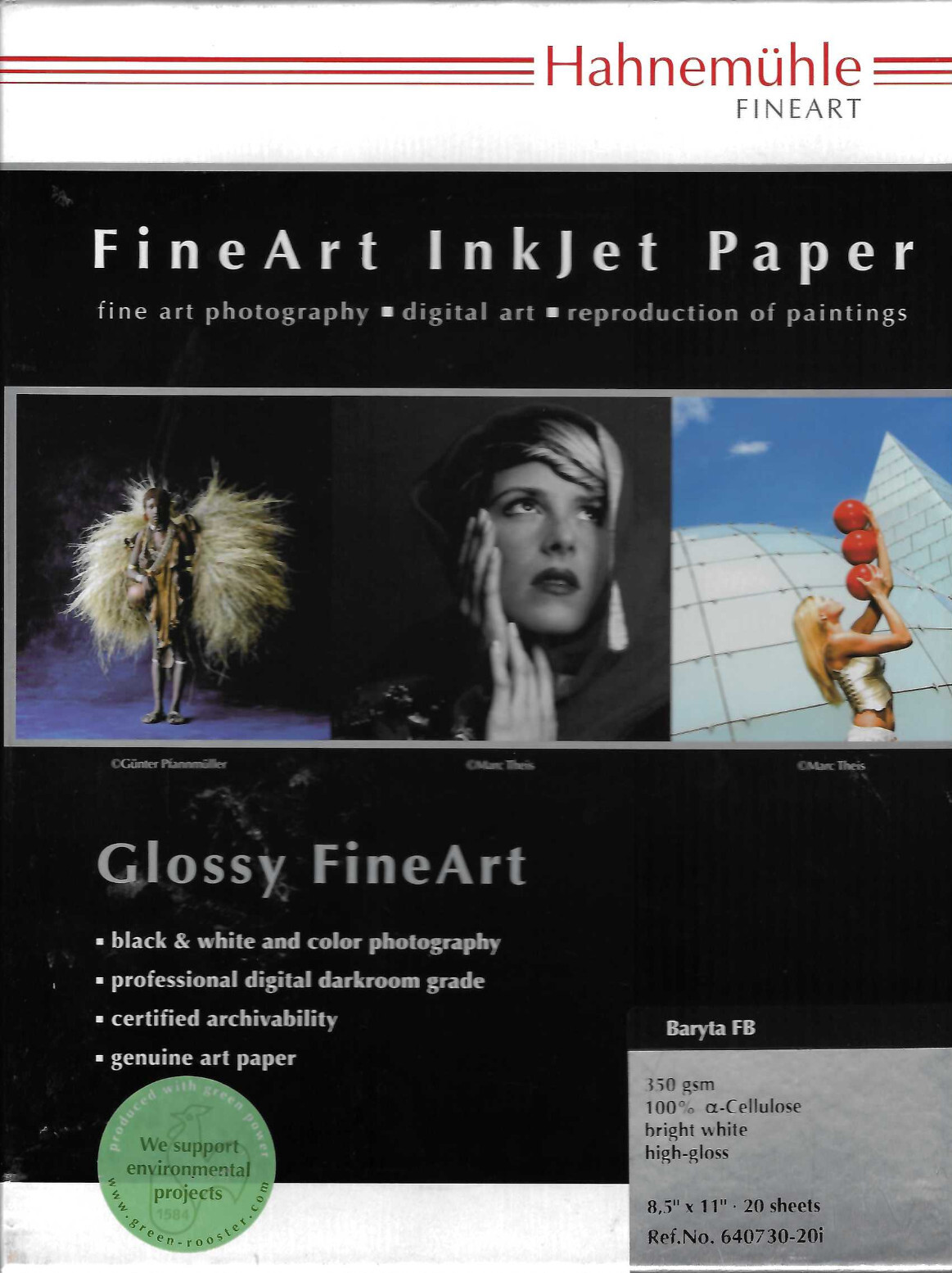 HAHNEMUHLE 8.5 X 11″ GLOSSY FineArt INKJET BARYTA FB PAPER! 13 SHEETS! 350 gsm