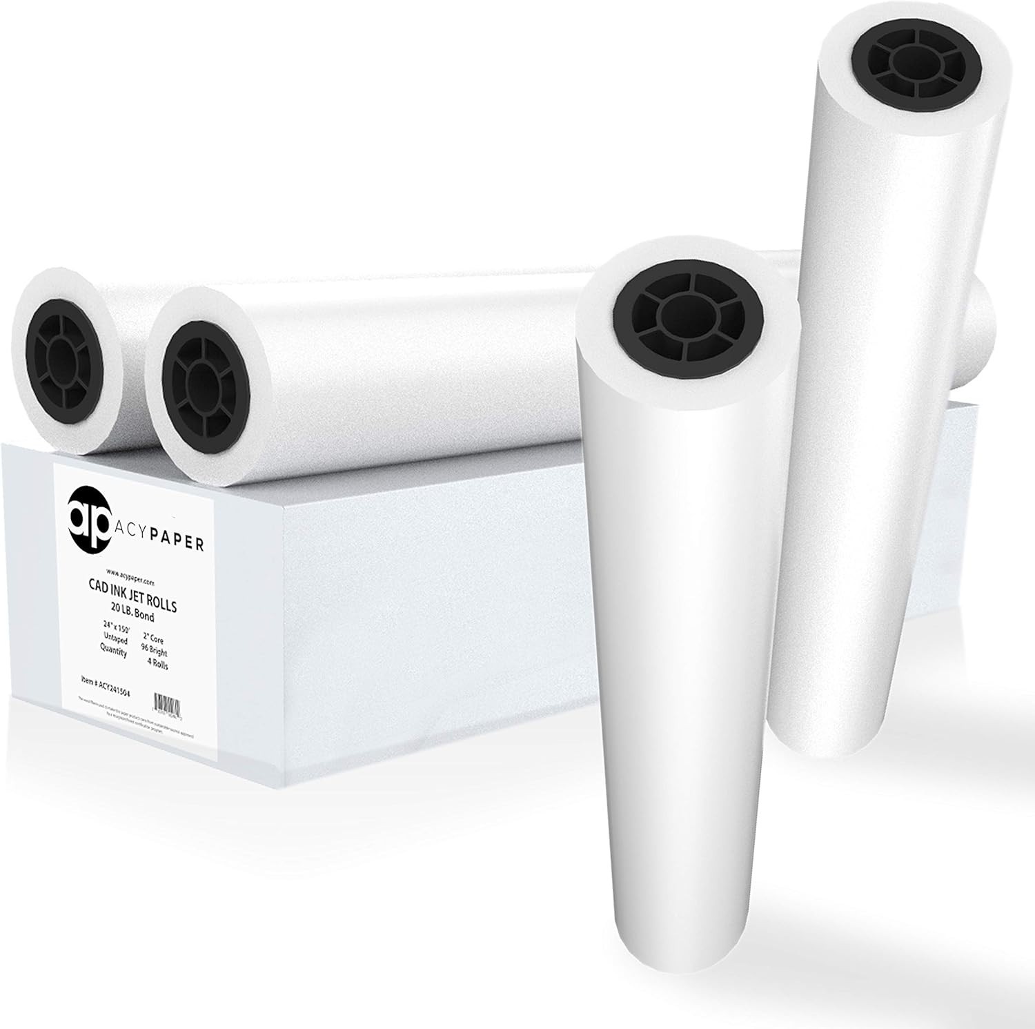 Acypaper 4 Rolls CAD Ink Jet Paper 24” x 150’ w/ 2” Core Plotter ACY241504
