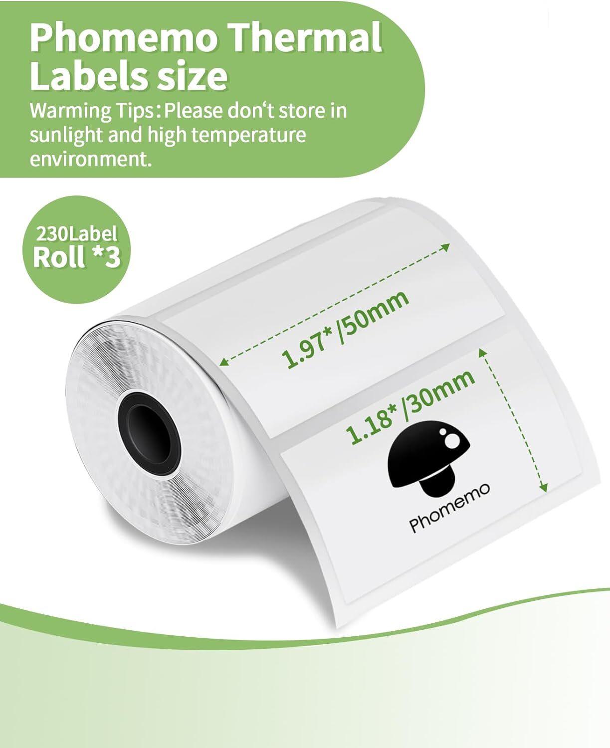 50x30mm 230PCS Self-Adhesive Thermal Label Paper for Phomemo M200/M220 Printer
