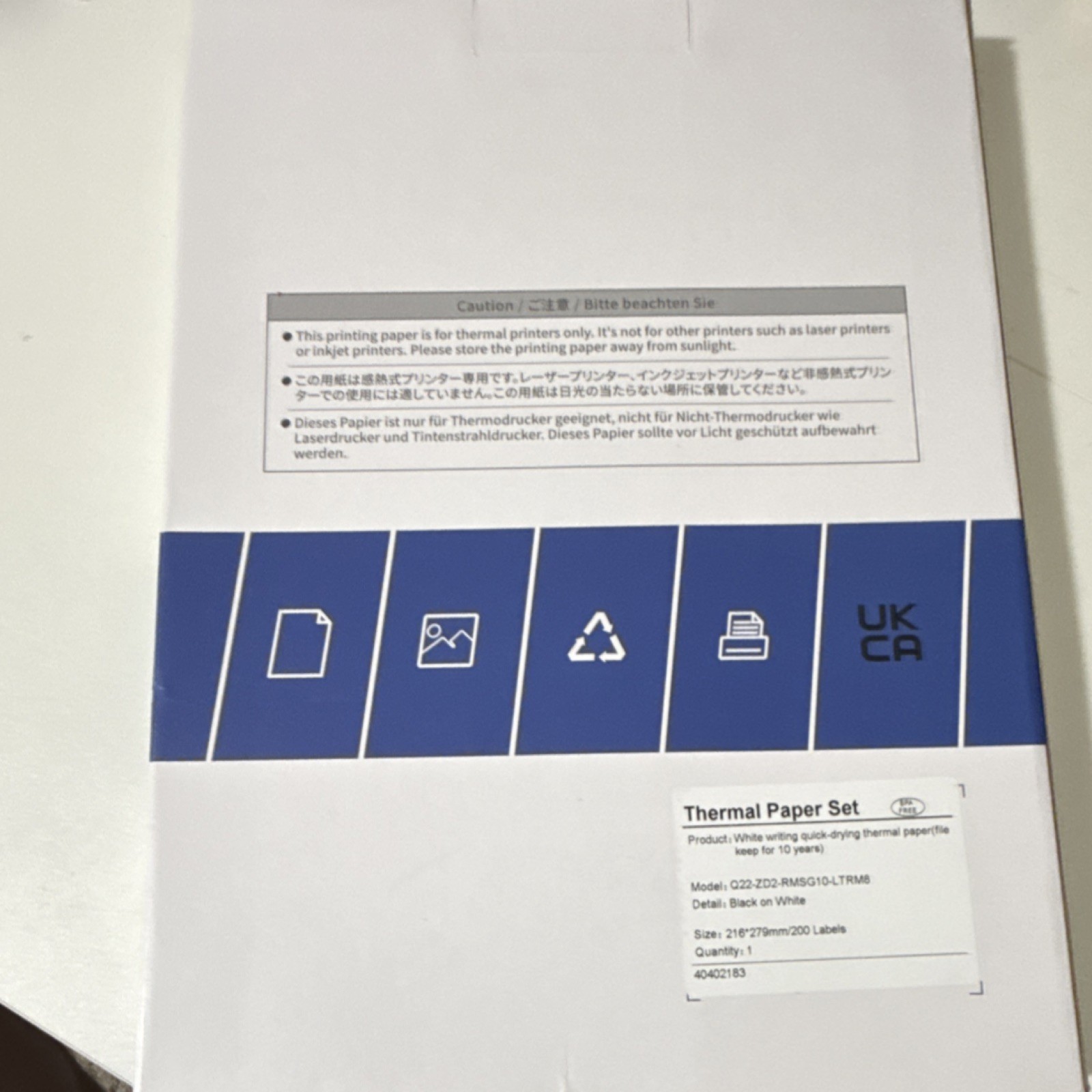 Thermal Printer Paper Letter Size 8.5×11 in White 200 Sheets Q22-ZD2-RMSG10-LTR…