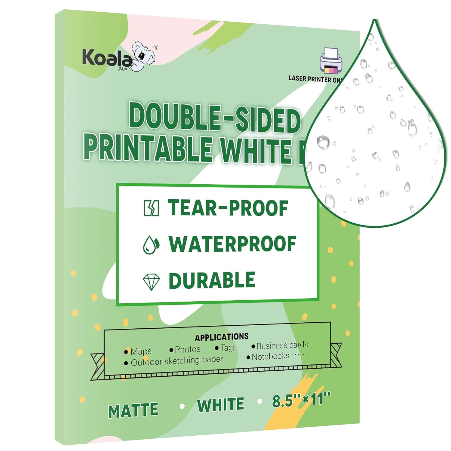 Waterproof Double Sided Laser Printer Film White Printable 25 Sheets