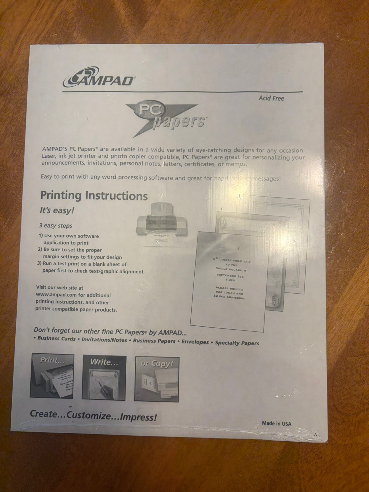 Ampad 1-pk of 25 Sheets Designer PC Paper Printer Ocean Fish New