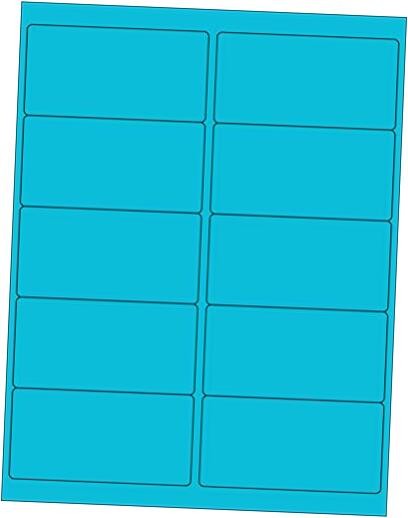 – 8-1/2 x 11 Neon Color 4 x 2″ – 10 Per Page | 250 Labels Blue Fluorescent