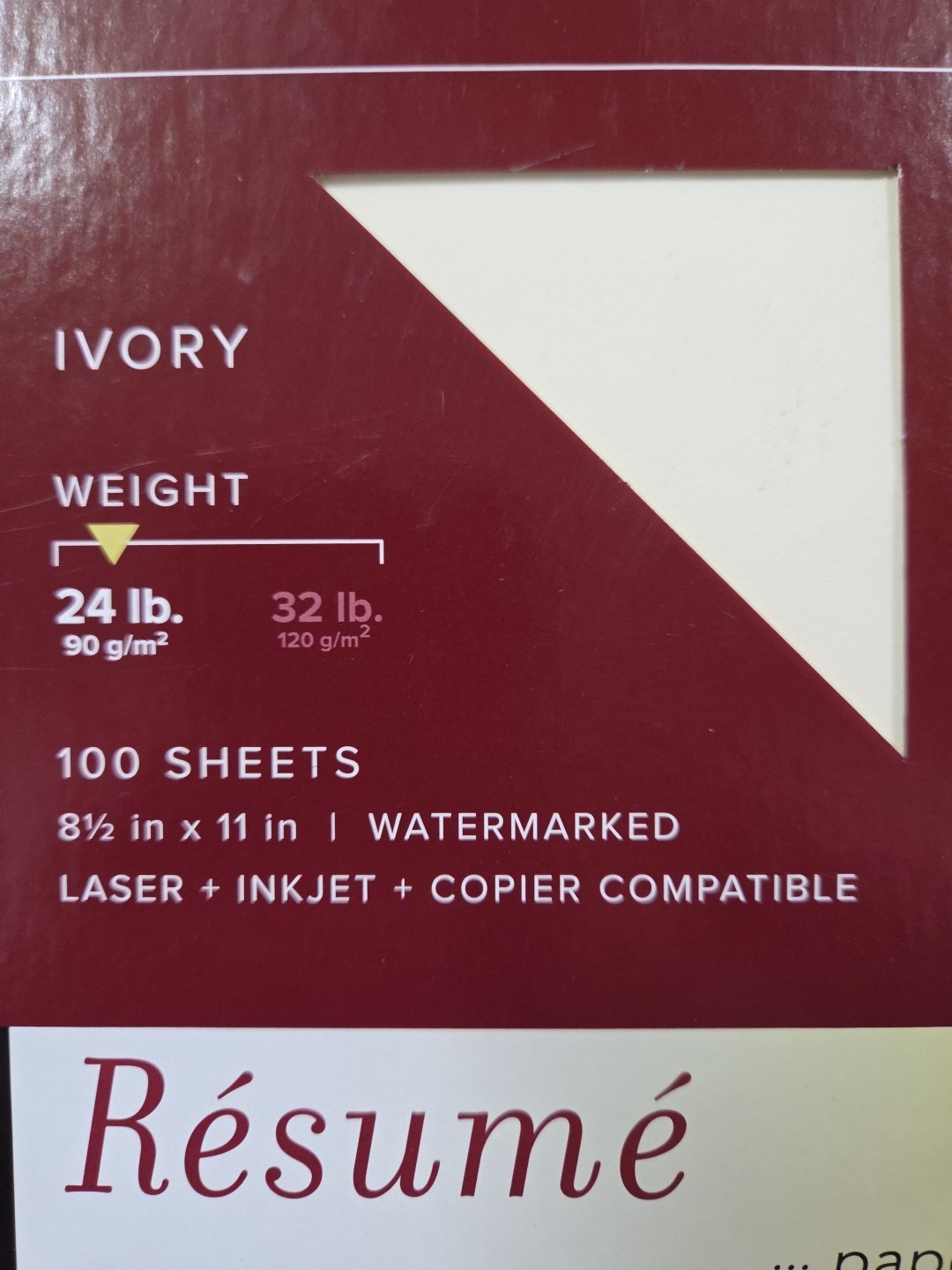 SouthWorth Resume Paper.100% Cotton.Laser,inkjet .Ivory Color .100 Sheets. 24LB