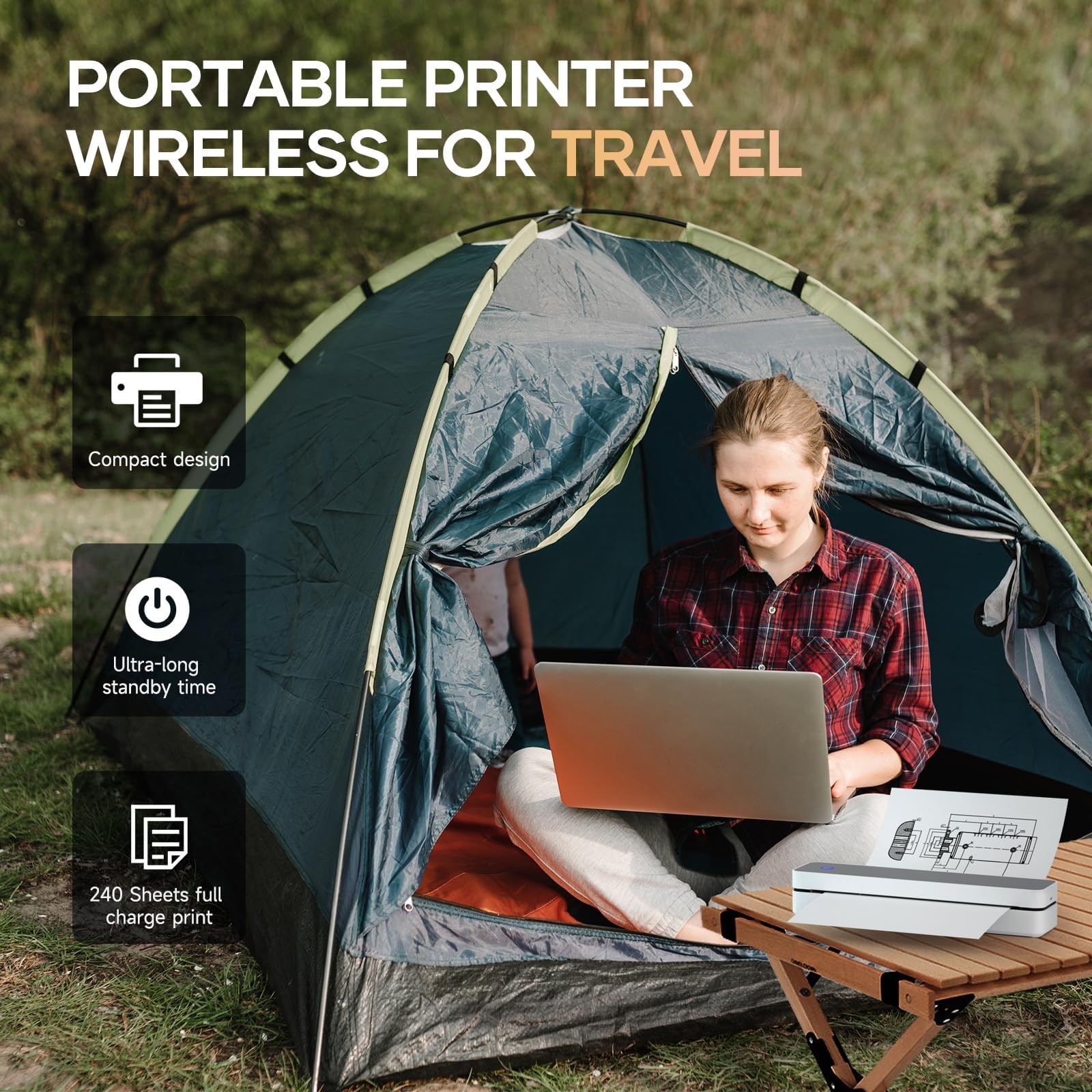 iDPRT Portable-Printer Wireless for Travel,300DPI Inkless Thermal Mini, White