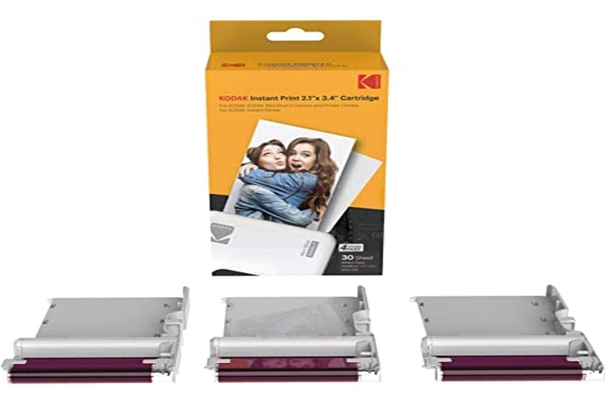 Kodak New Ink Ribbon Paper,30 Photo Cartridge Photo Paper for Mini Shot Combo Wh