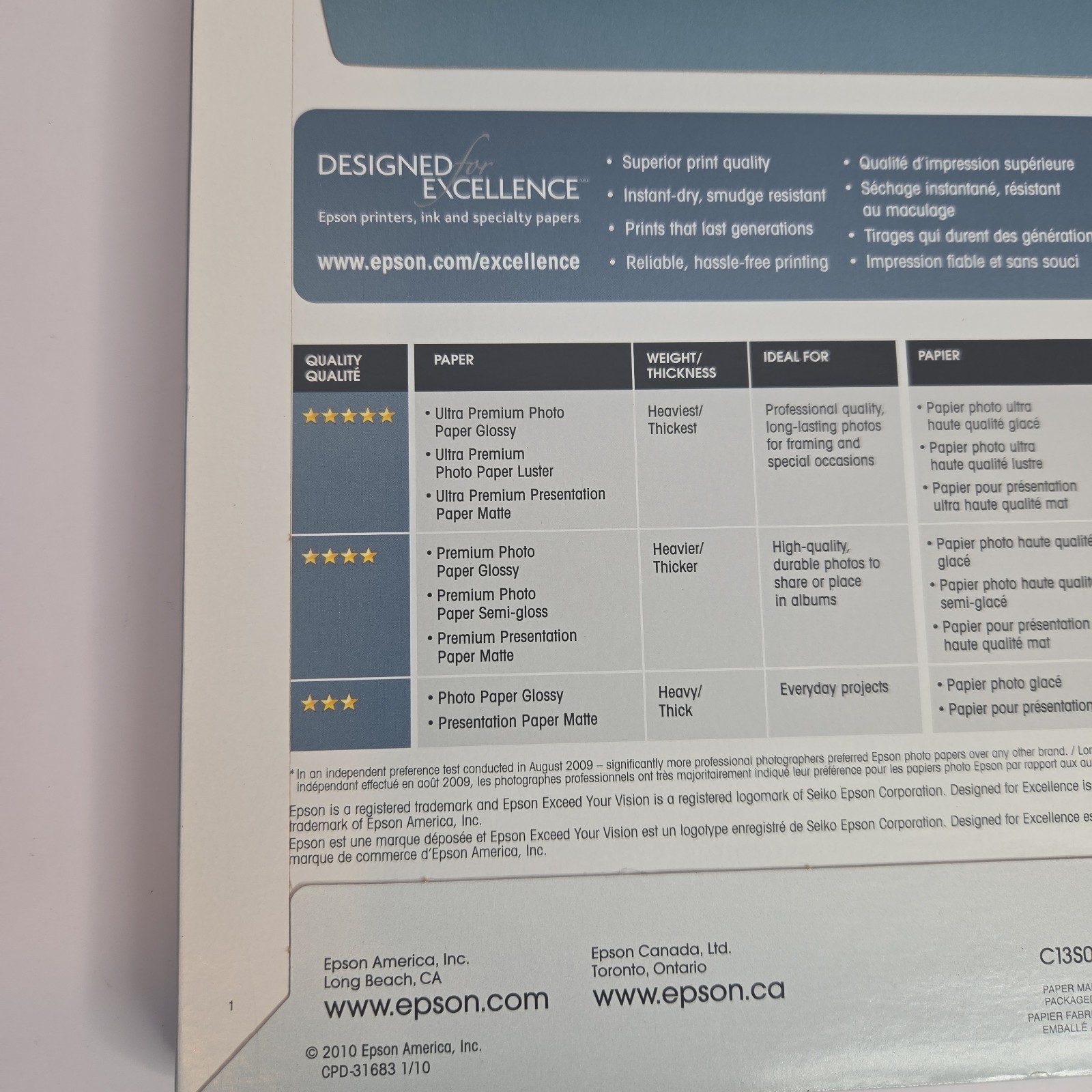 Epson Ultra Premium Presentation Paper Matte 8.5×11 50 Sheets High Color Gamut