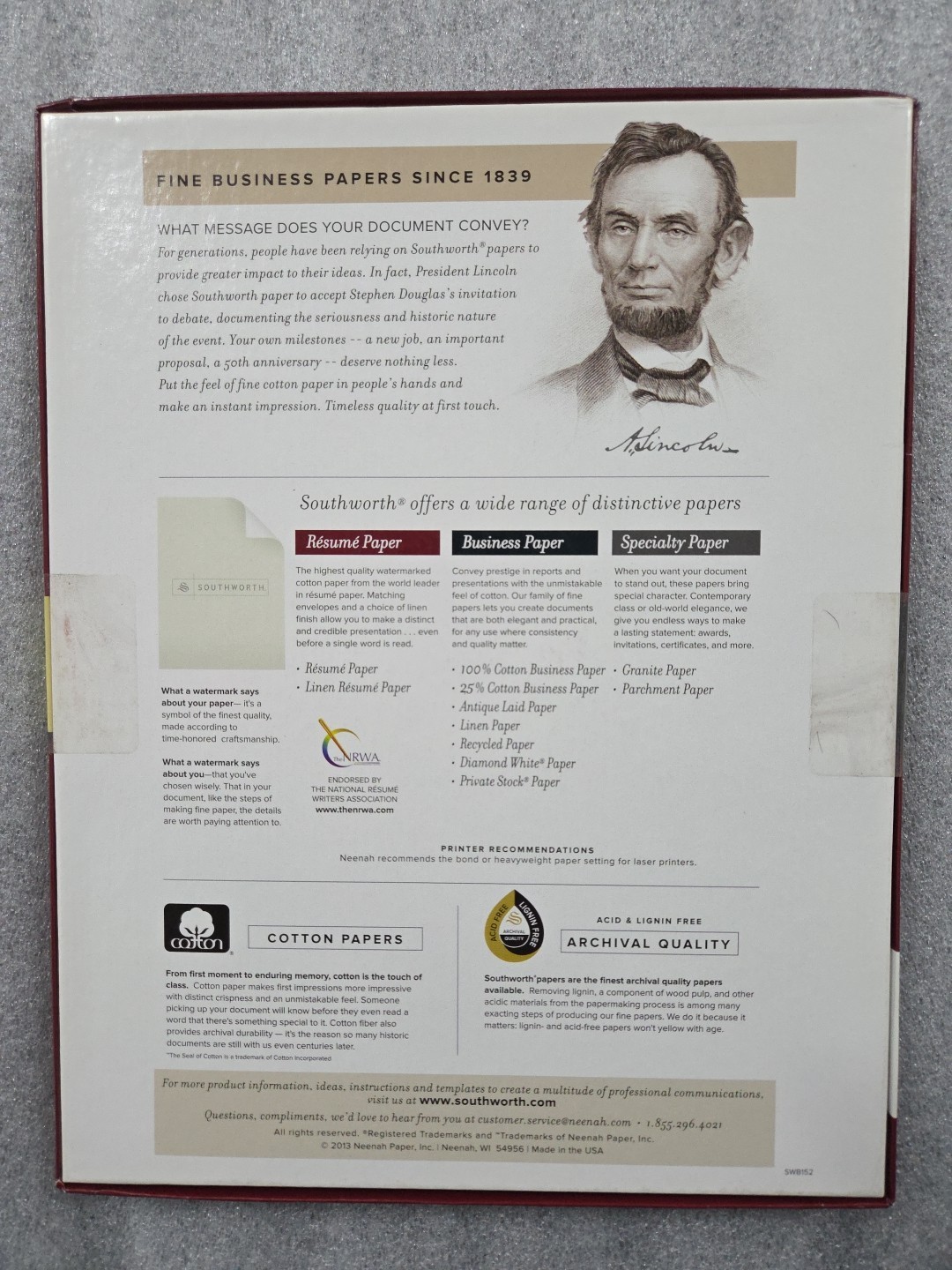 SouthWorth Resume Paper.100% Cotton.Laser,inkjet .Ivory Color .100 Sheets. 24LB