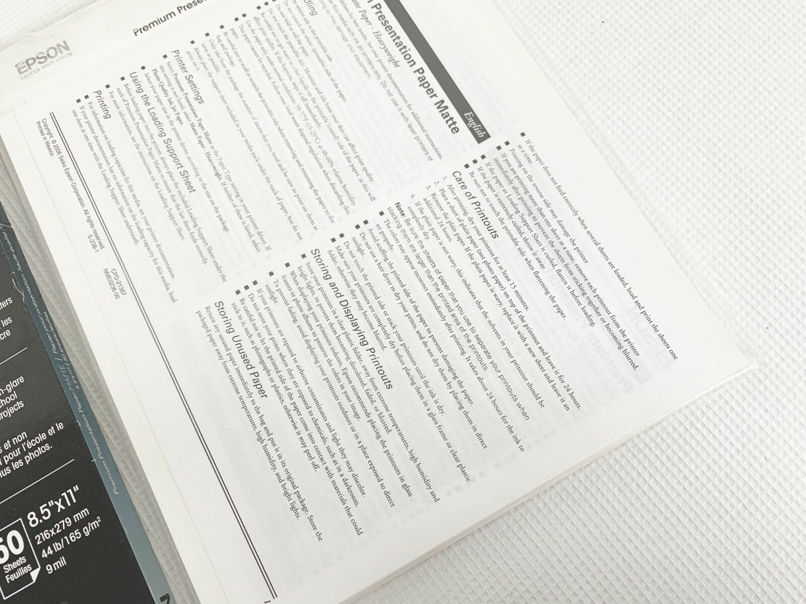 Epson S041257 Premium Presentation Matte Paper 23 Sheets