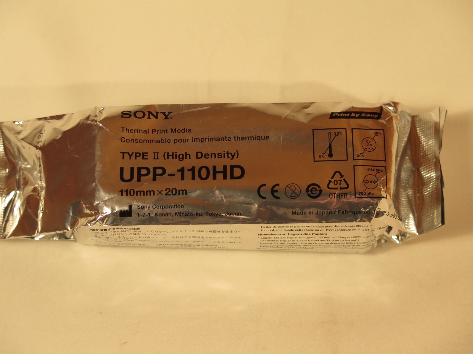 Genuine SONY Thermal Print Media UPP-110HD (1 Roll) new in packaging!